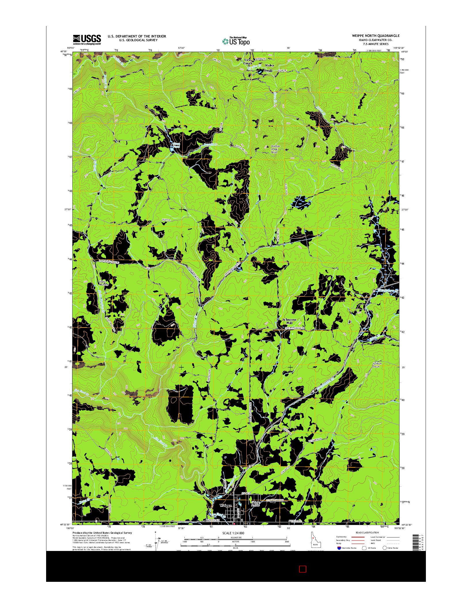 USGS US TOPO 7.5-MINUTE MAP FOR WEIPPE NORTH, ID 2017