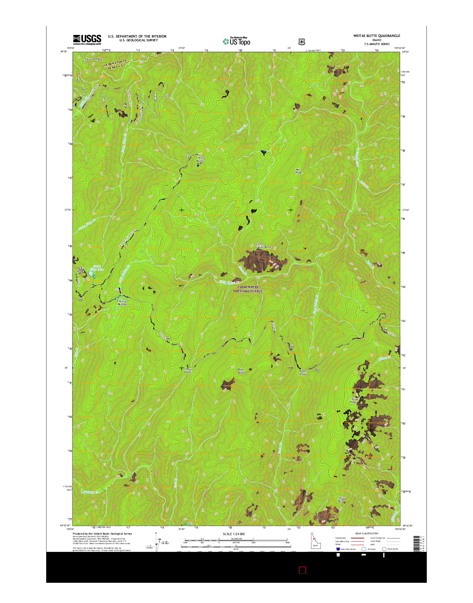 USGS US TOPO 7.5-MINUTE MAP FOR WEITAS BUTTE, ID 2017
