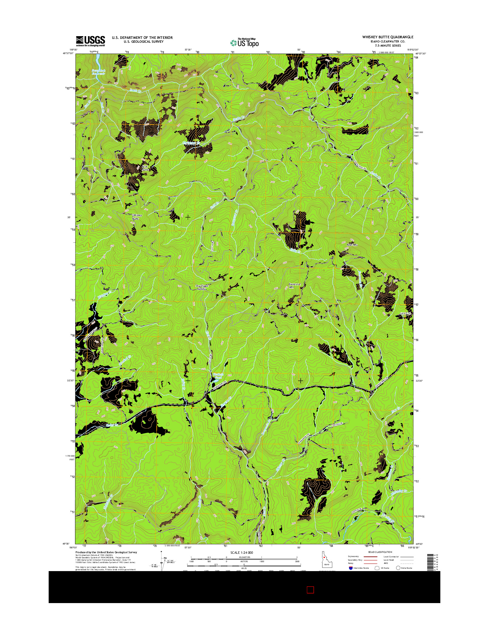 USGS US TOPO 7.5-MINUTE MAP FOR WHISKEY BUTTE, ID 2017