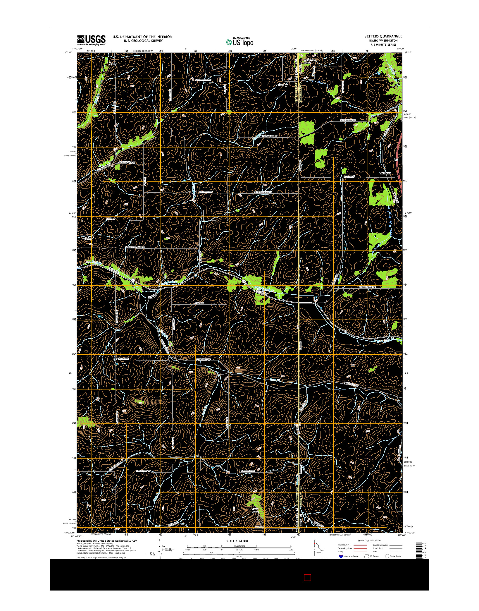 USGS US TOPO 7.5-MINUTE MAP FOR SETTERS, ID-WA 2017