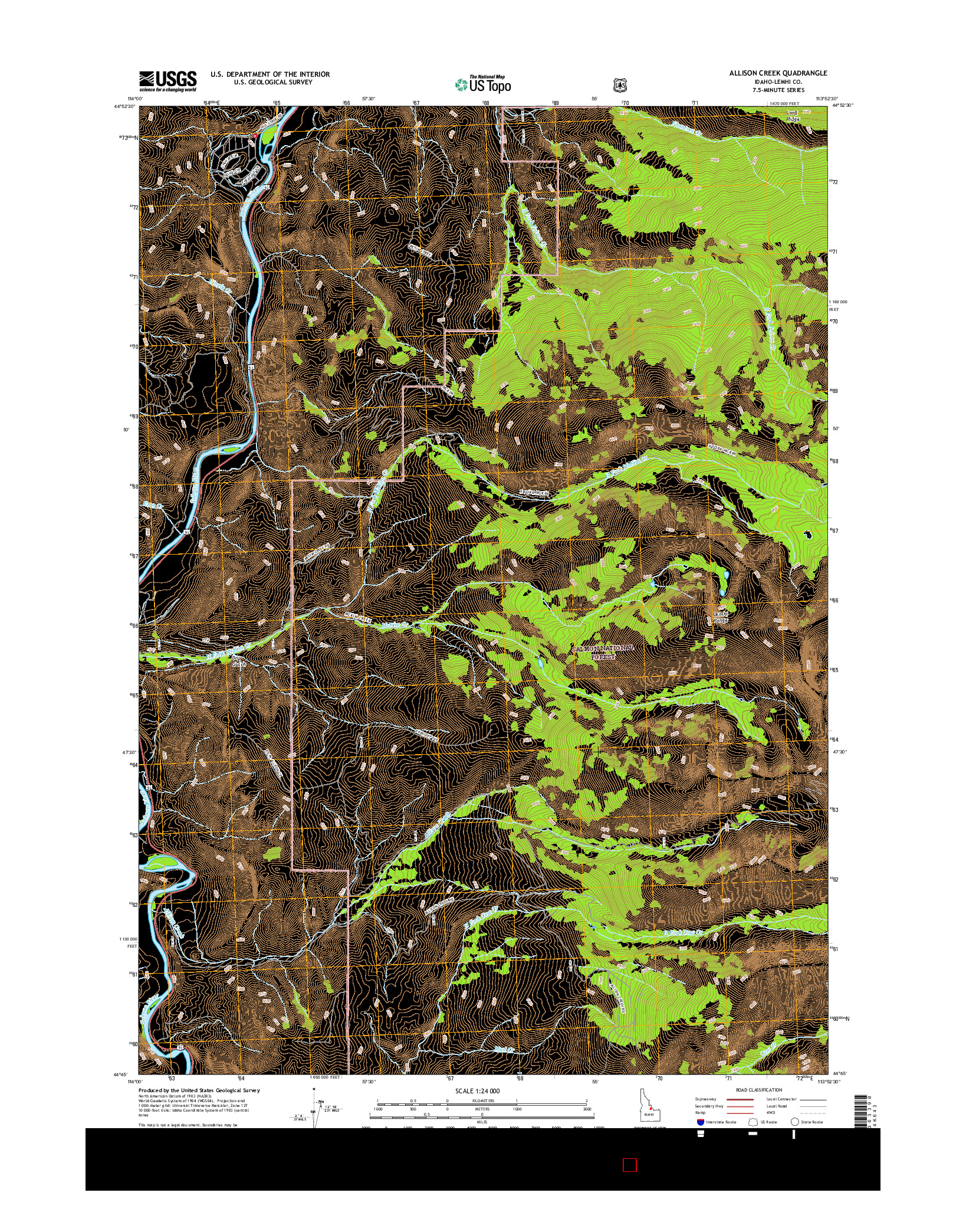 USGS US TOPO 7.5-MINUTE MAP FOR ALLISON CREEK, ID 2017