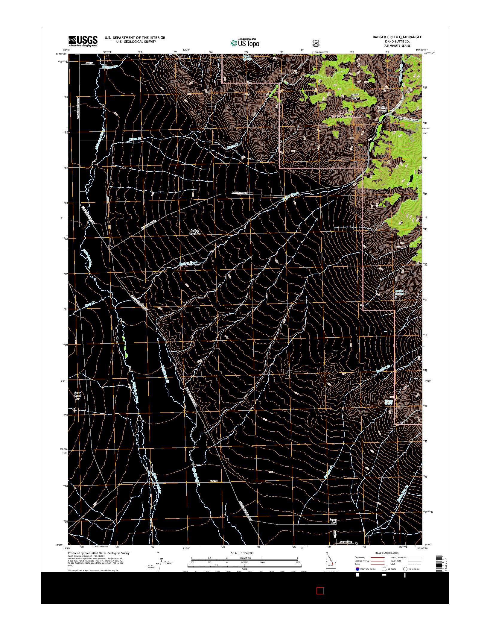 USGS US TOPO 7.5-MINUTE MAP FOR BADGER CREEK, ID 2017