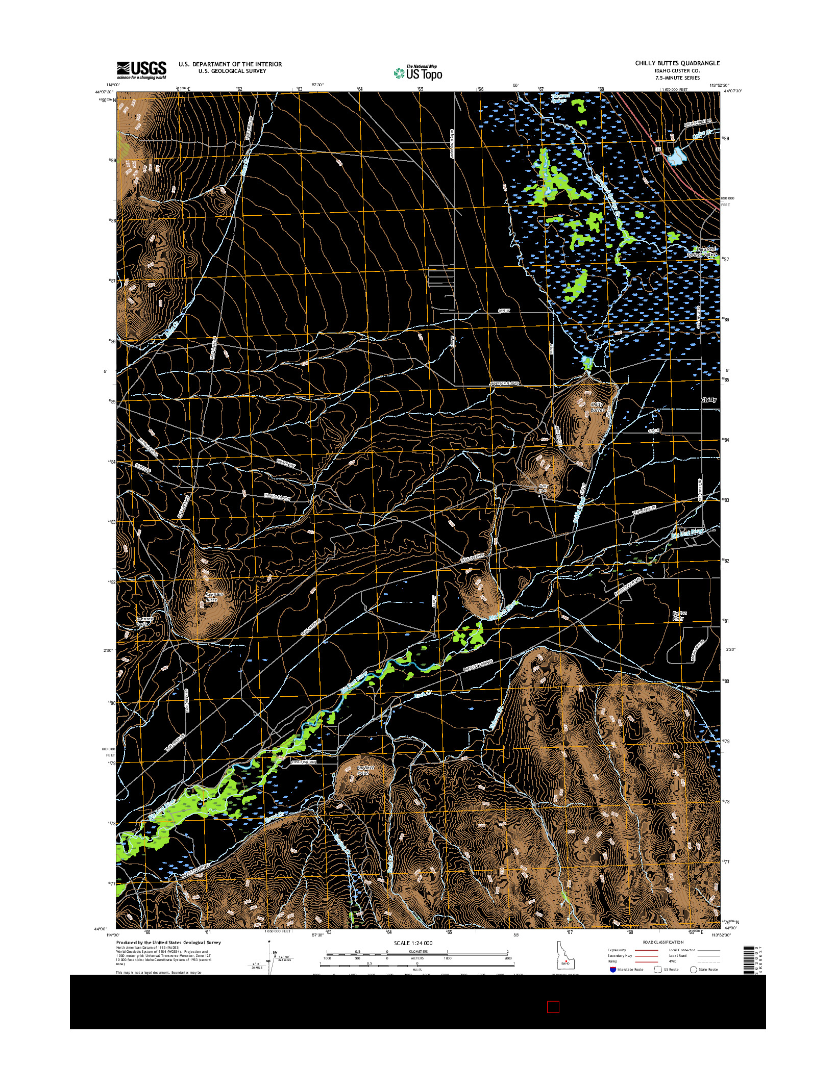 USGS US TOPO 7.5-MINUTE MAP FOR CHILLY BUTTES, ID 2017