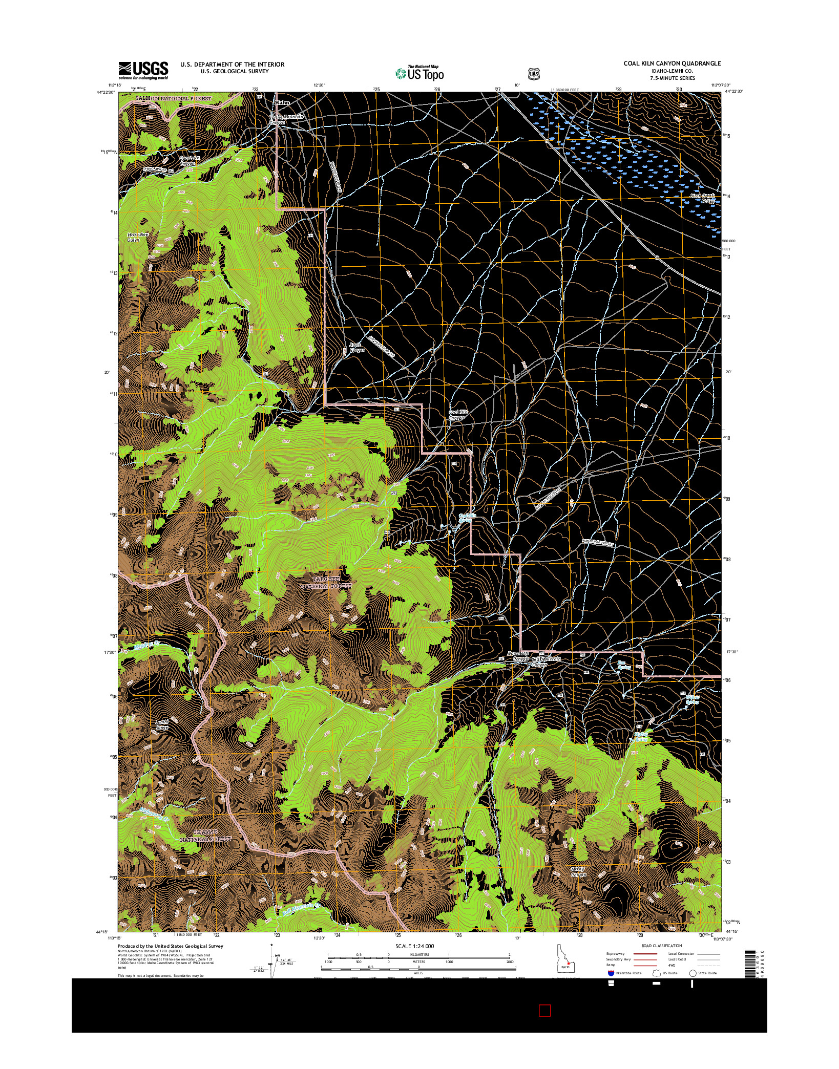 USGS US TOPO 7.5-MINUTE MAP FOR COAL KILN CANYON, ID 2017