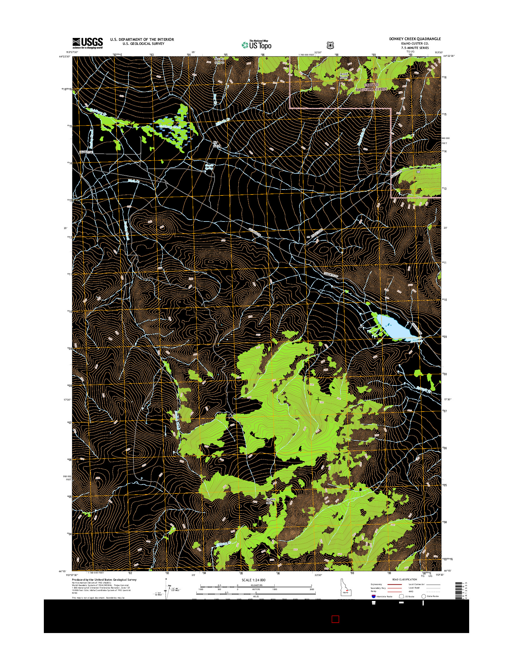 USGS US TOPO 7.5-MINUTE MAP FOR DONKEY CREEK, ID 2017