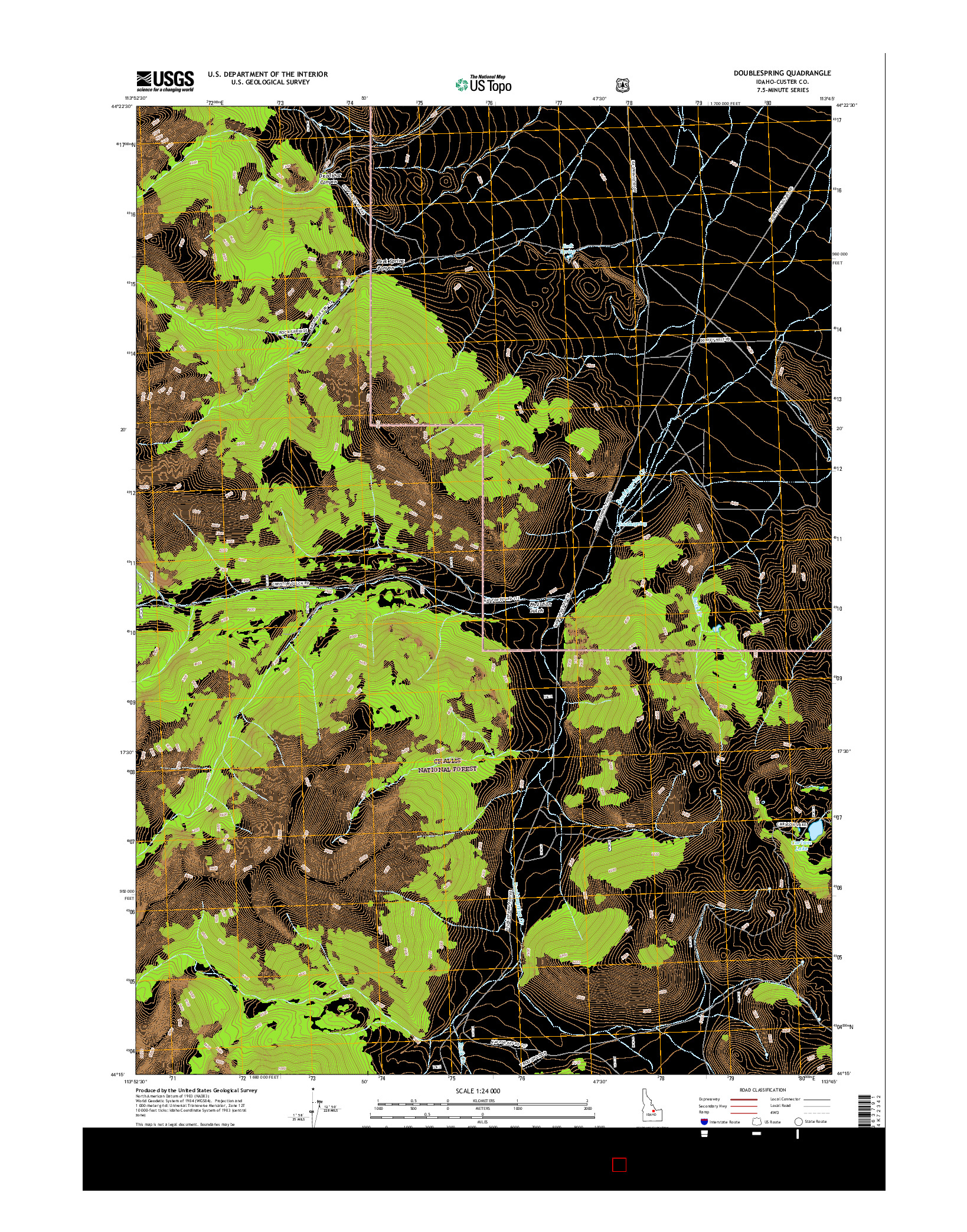 USGS US TOPO 7.5-MINUTE MAP FOR DOUBLESPRING, ID 2017