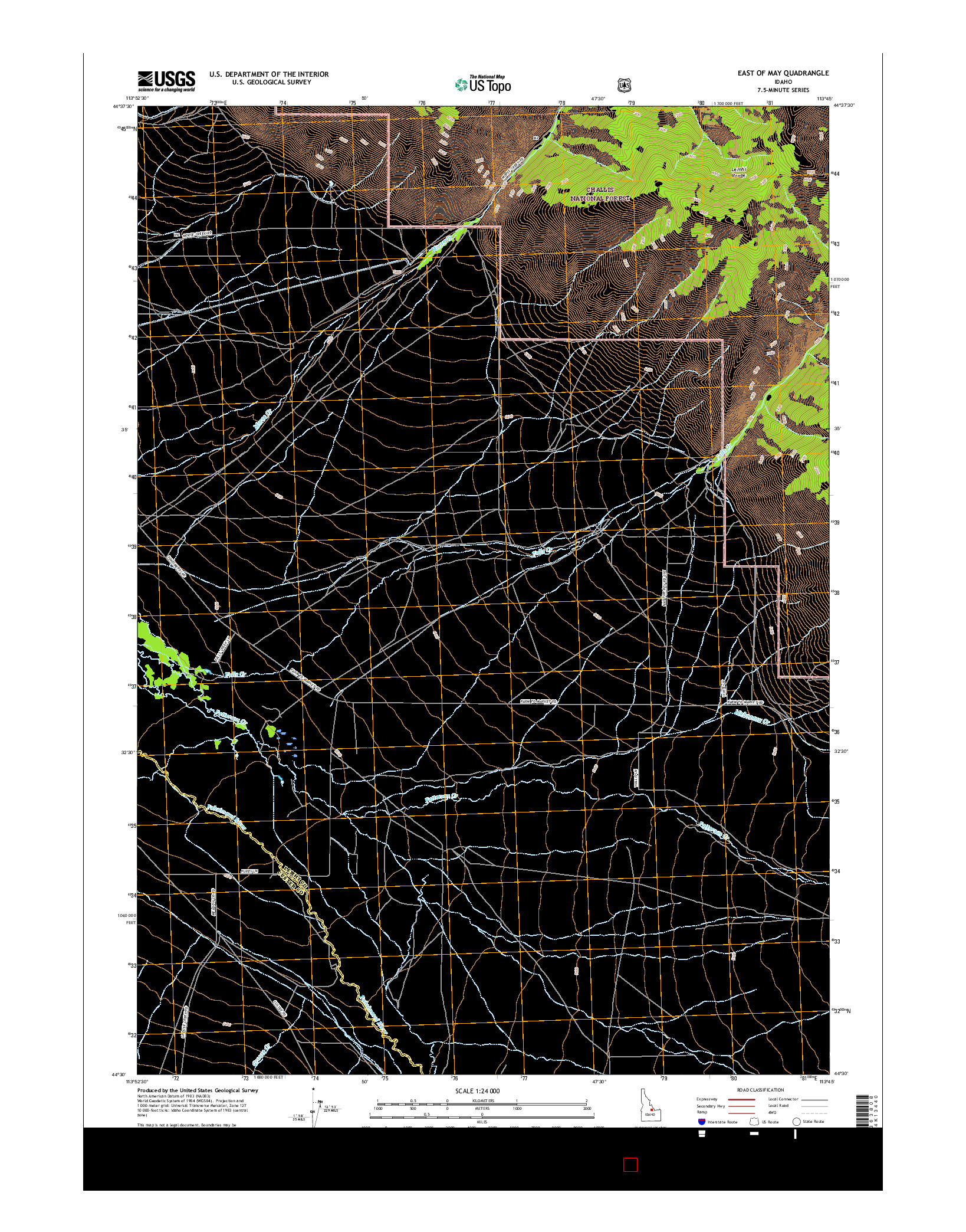 USGS US TOPO 7.5-MINUTE MAP FOR EAST OF MAY, ID 2017