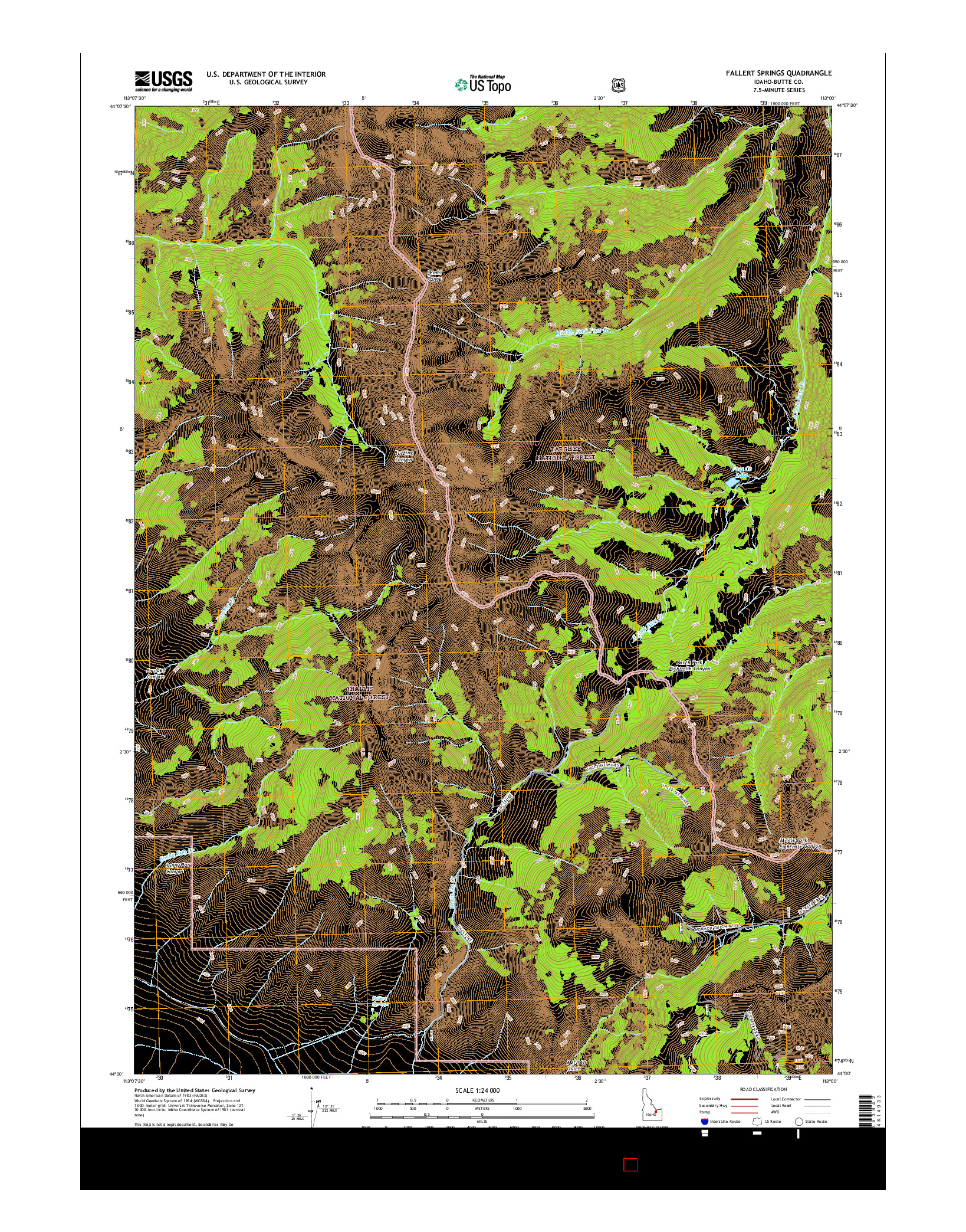 USGS US TOPO 7.5-MINUTE MAP FOR FALLERT SPRINGS, ID 2017