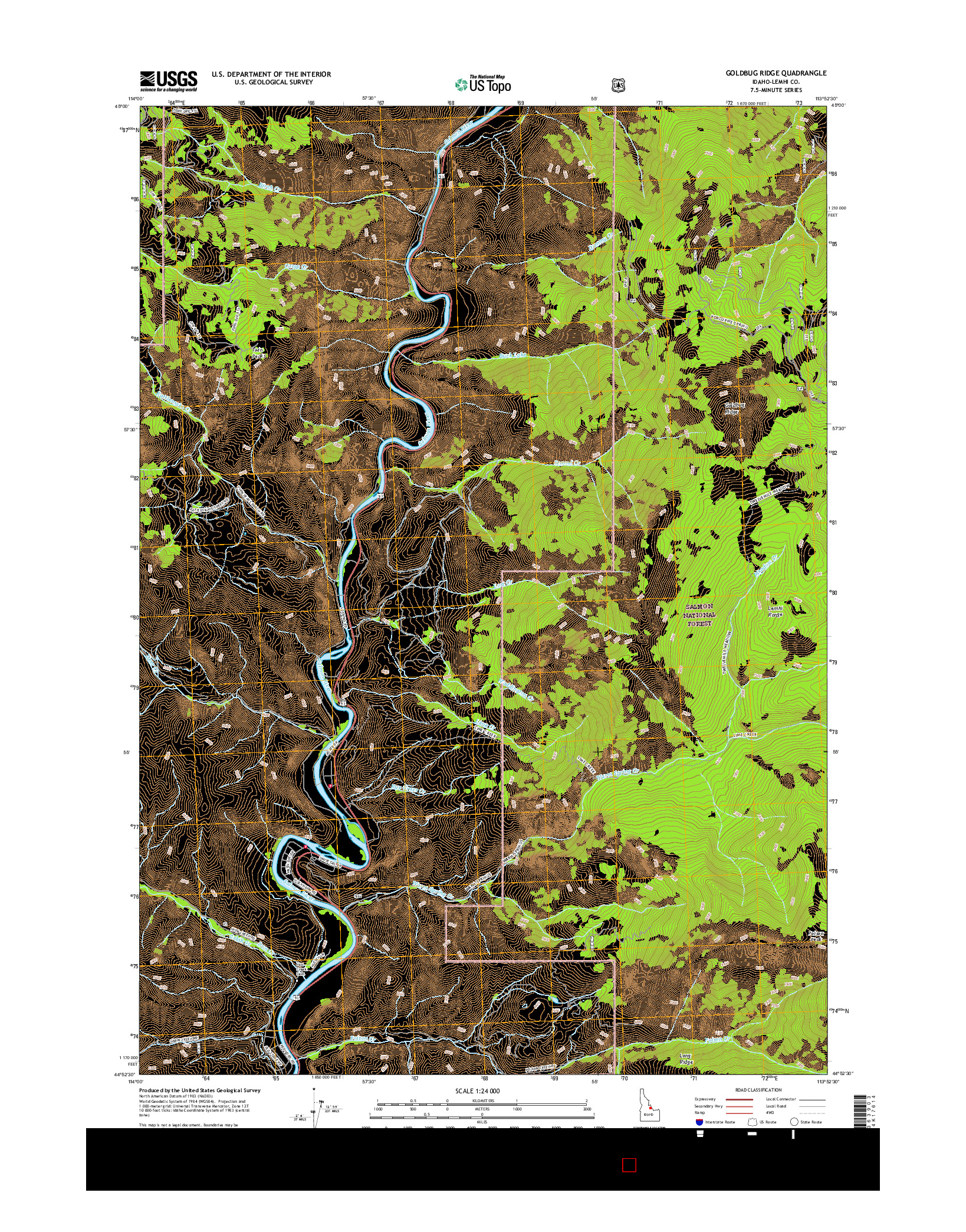 USGS US TOPO 7.5-MINUTE MAP FOR GOLDBUG RIDGE, ID 2017