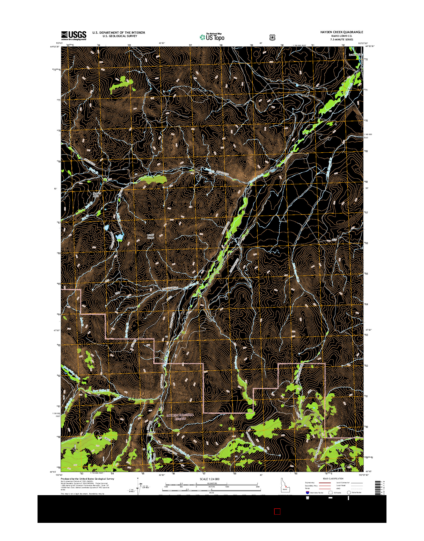 USGS US TOPO 7.5-MINUTE MAP FOR HAYDEN CREEK, ID 2017