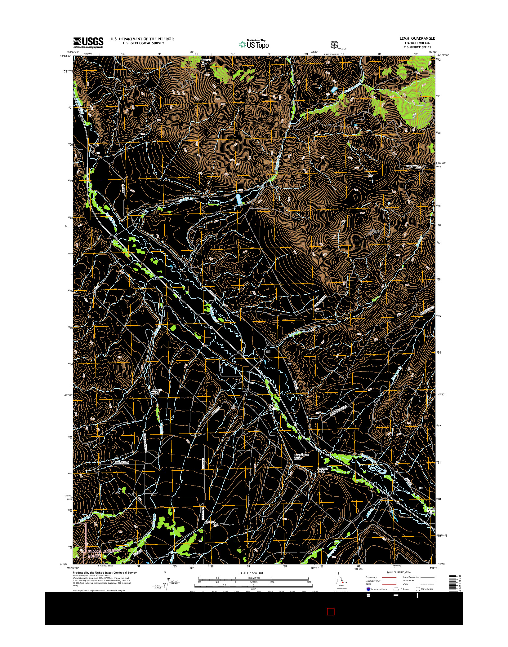 USGS US TOPO 7.5-MINUTE MAP FOR LEMHI, ID 2017