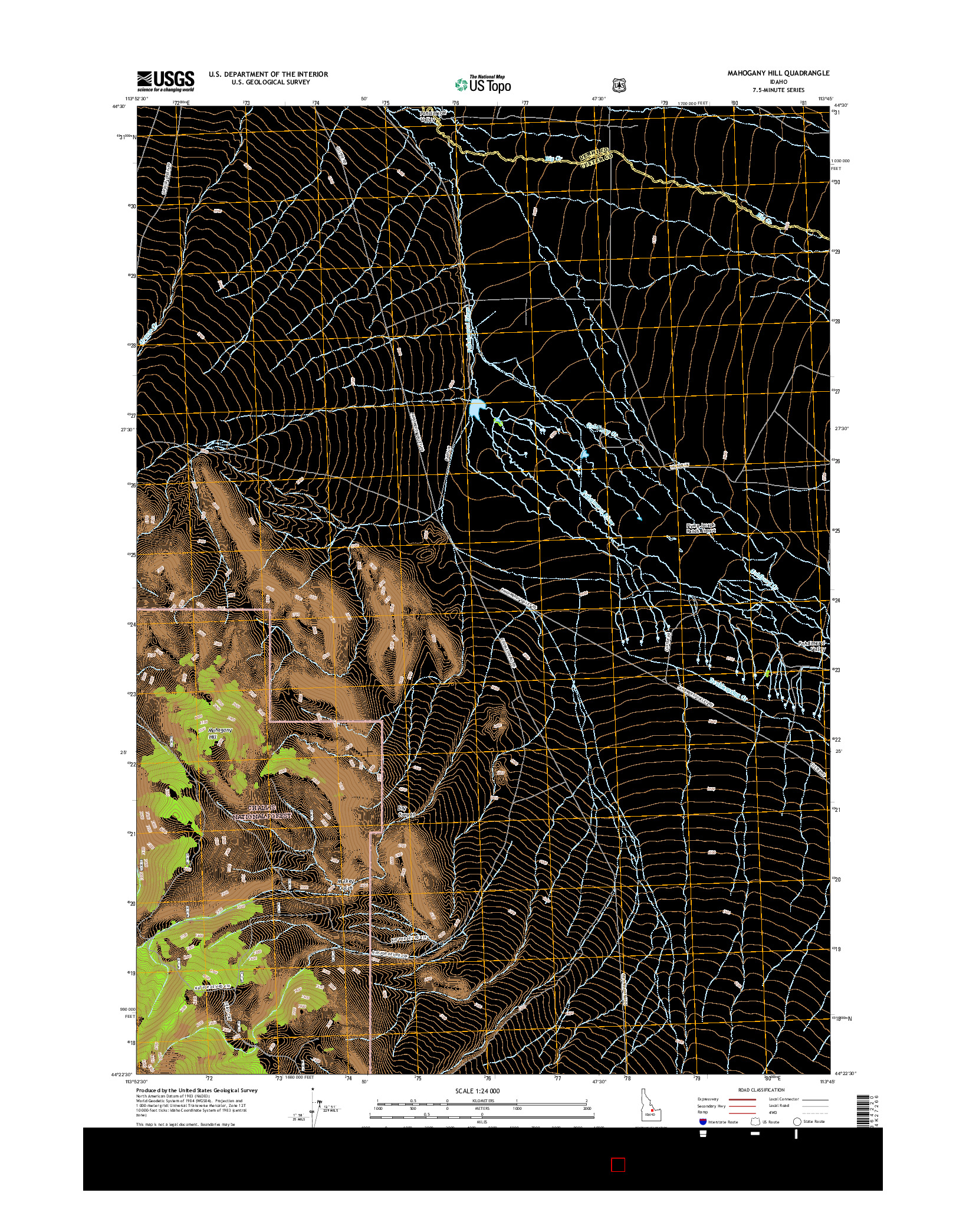 USGS US TOPO 7.5-MINUTE MAP FOR MAHOGANY HILL, ID 2017