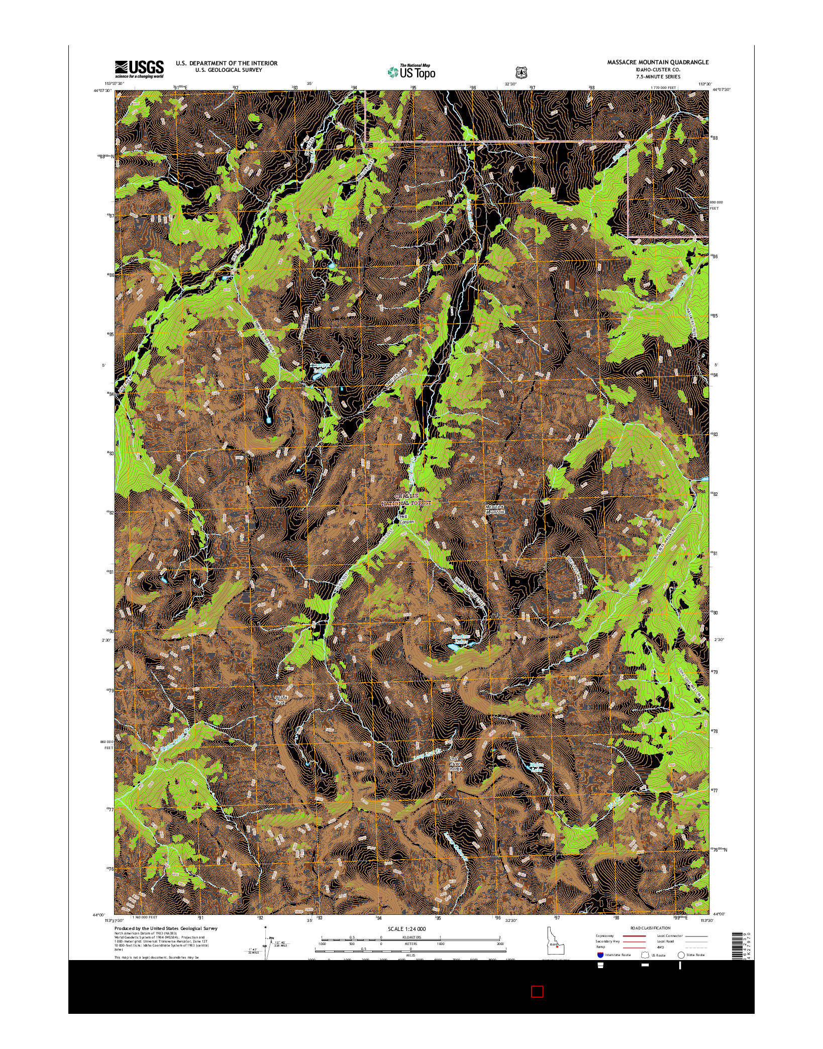 USGS US TOPO 7.5-MINUTE MAP FOR MASSACRE MOUNTAIN, ID 2017