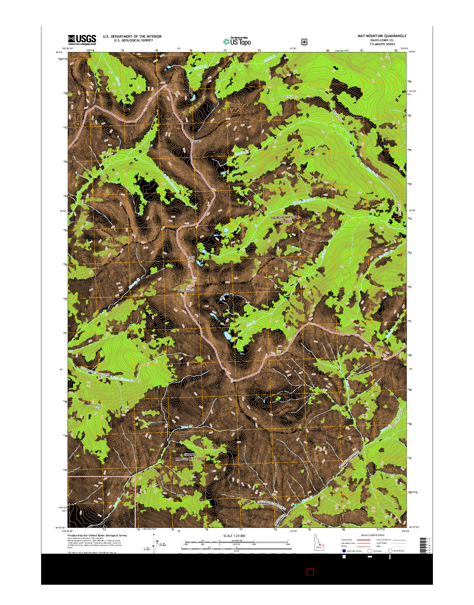 USGS US TOPO 7.5-MINUTE MAP FOR MAY MOUNTAIN, ID 2017