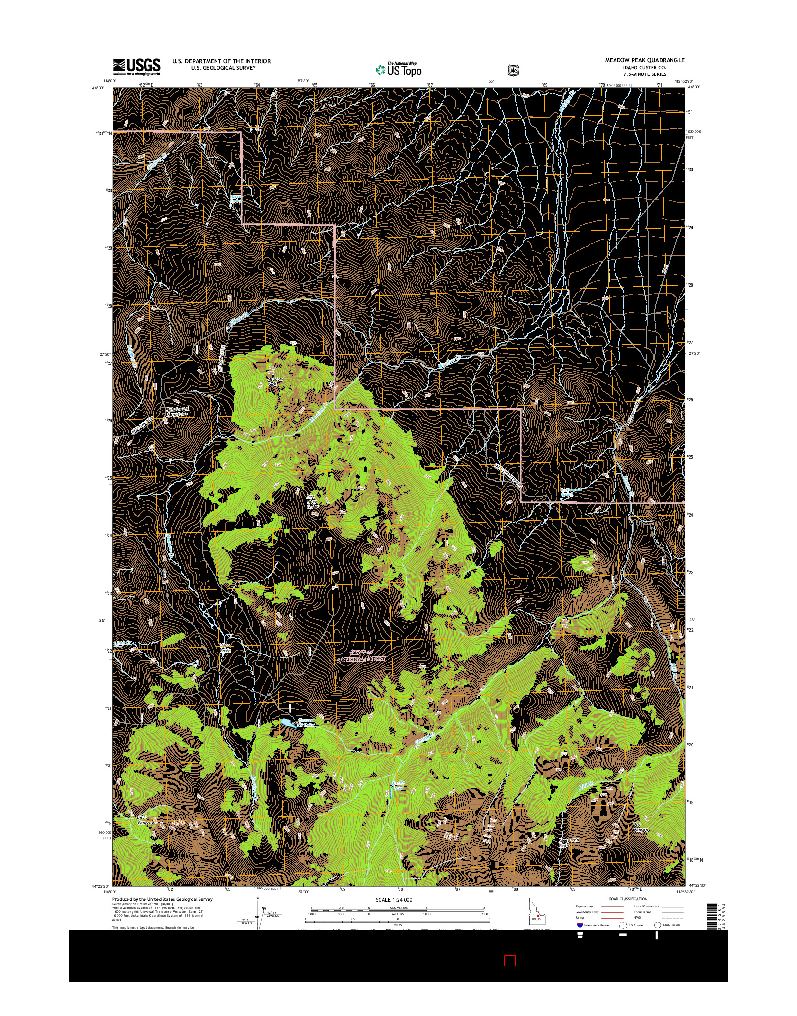 USGS US TOPO 7.5-MINUTE MAP FOR MEADOW PEAK, ID 2017