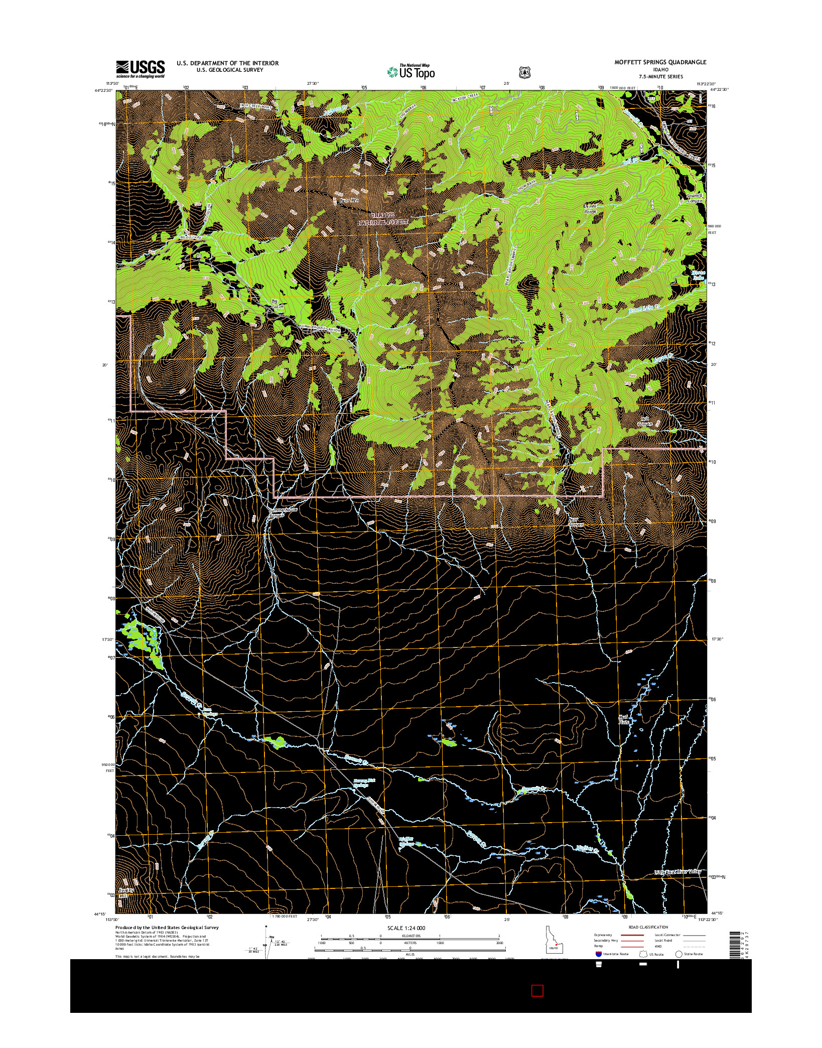 USGS US TOPO 7.5-MINUTE MAP FOR MOFFETT SPRINGS, ID 2017