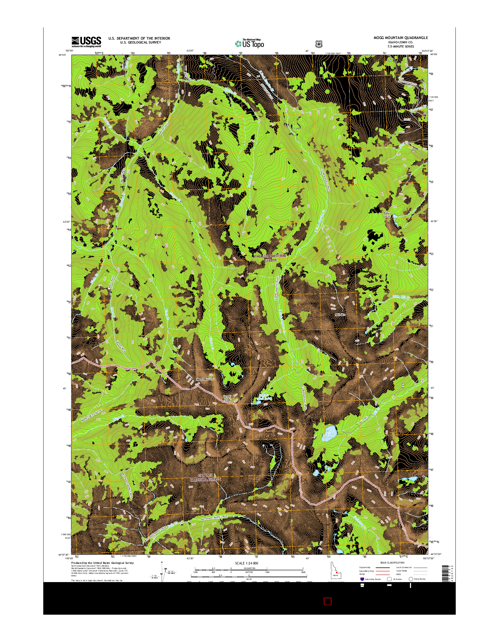 USGS US TOPO 7.5-MINUTE MAP FOR MOGG MOUNTAIN, ID 2017