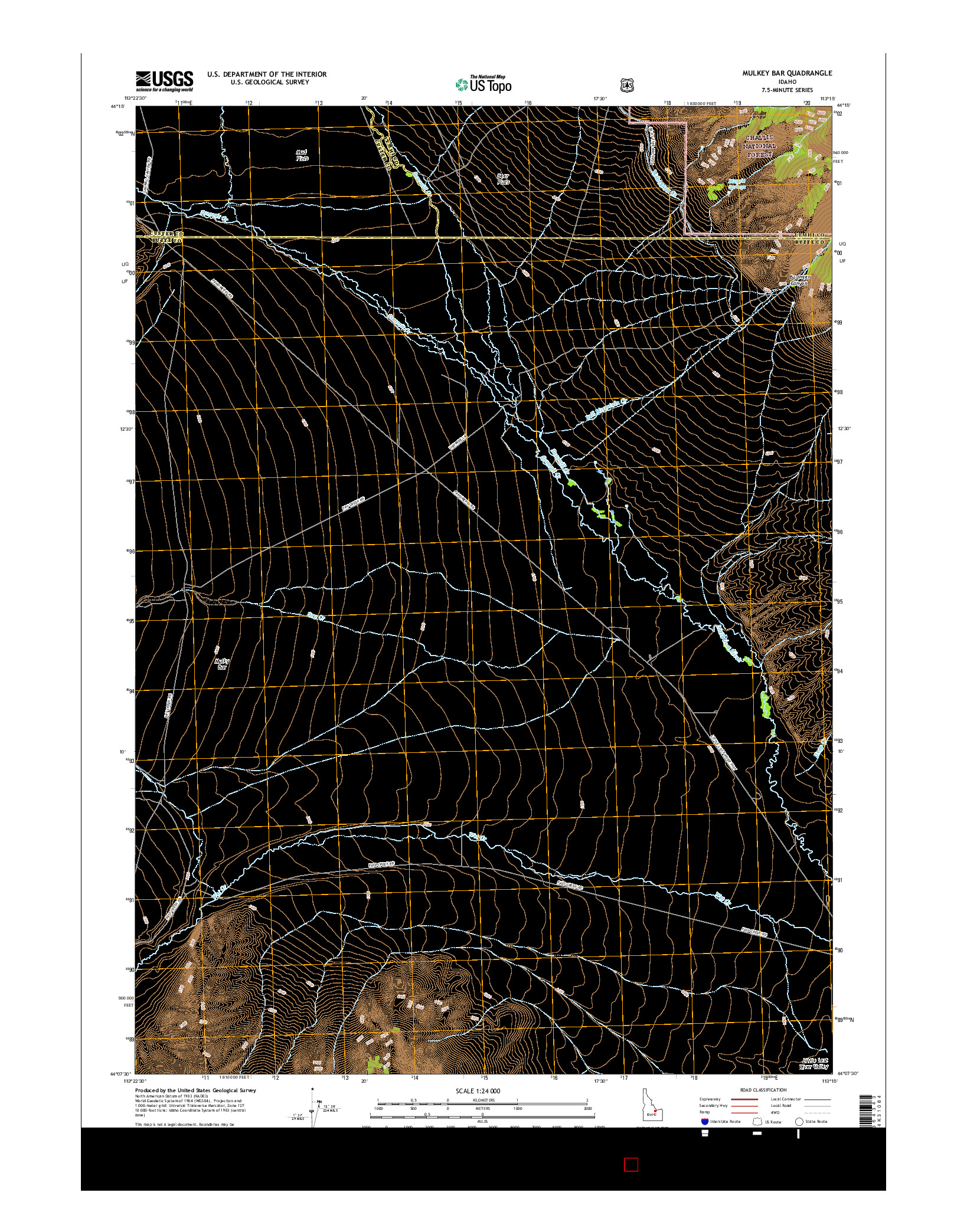 USGS US TOPO 7.5-MINUTE MAP FOR MULKEY BAR, ID 2017