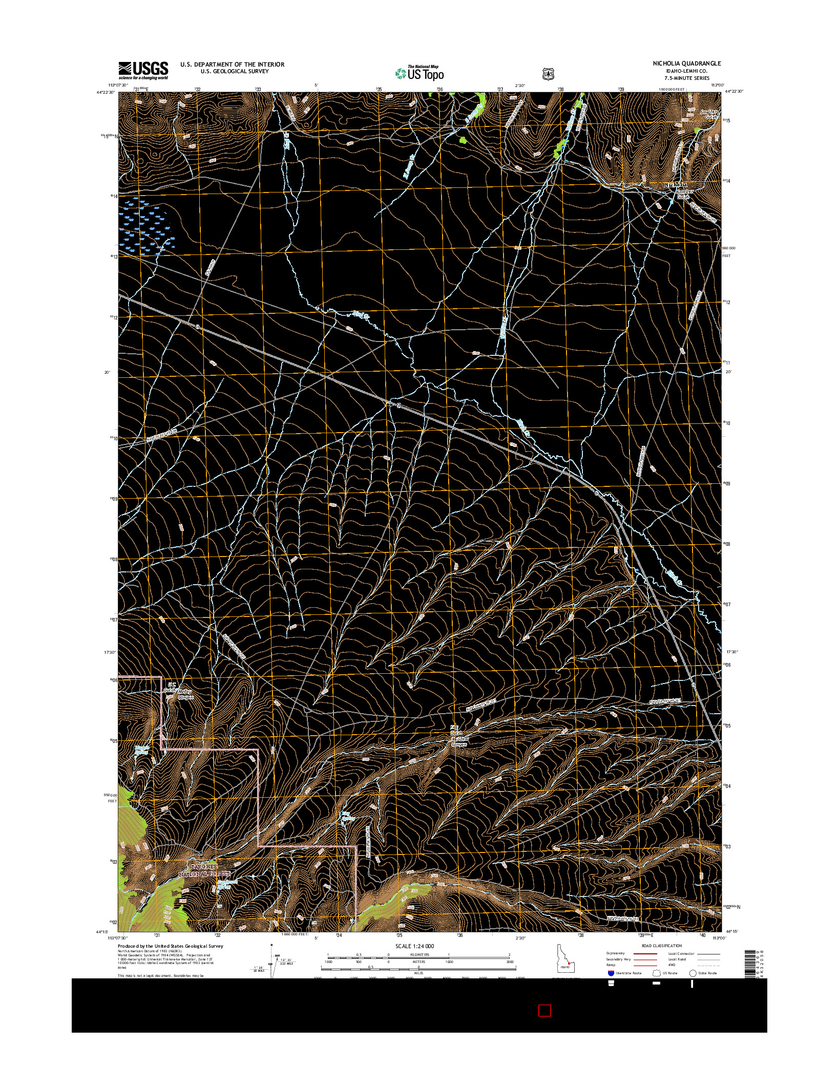 USGS US TOPO 7.5-MINUTE MAP FOR NICHOLIA, ID 2017