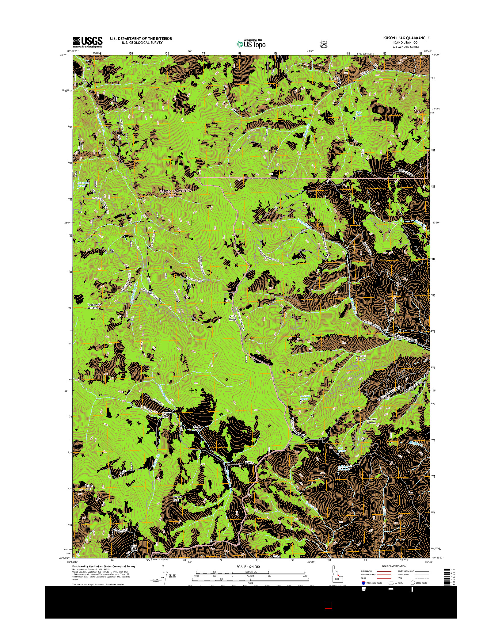 USGS US TOPO 7.5-MINUTE MAP FOR POISON PEAK, ID 2017