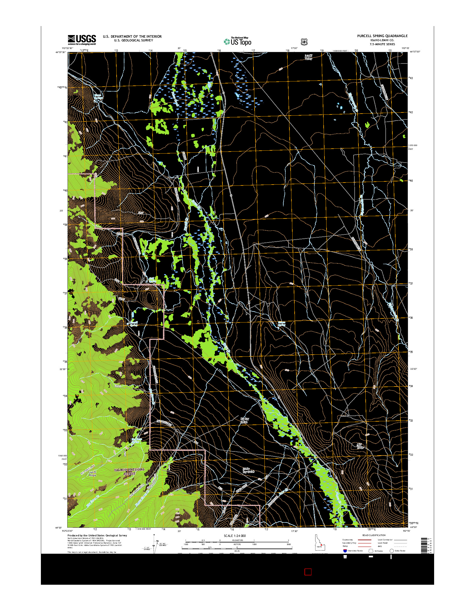 USGS US TOPO 7.5-MINUTE MAP FOR PURCELL SPRING, ID 2017