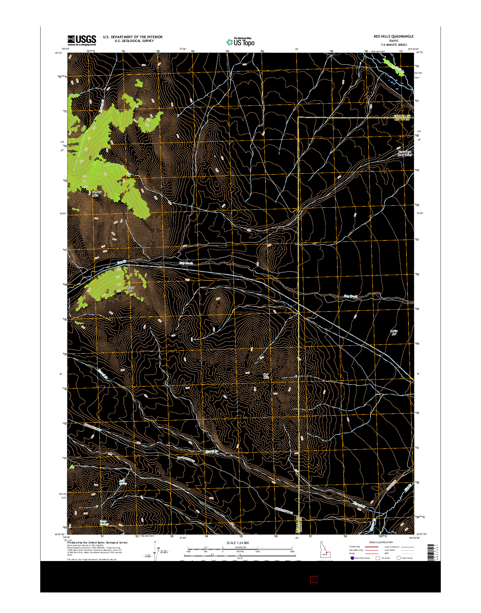 USGS US TOPO 7.5-MINUTE MAP FOR RED HILLS, ID 2017