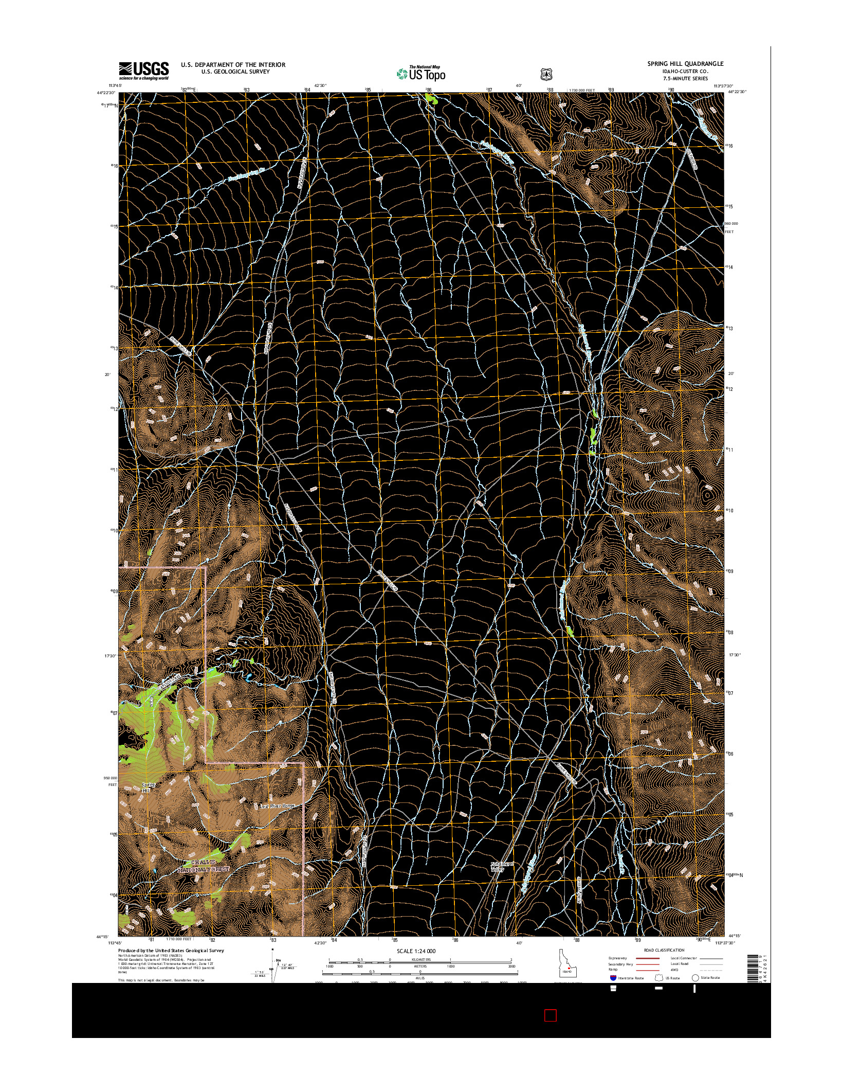 USGS US TOPO 7.5-MINUTE MAP FOR SPRING HILL, ID 2017