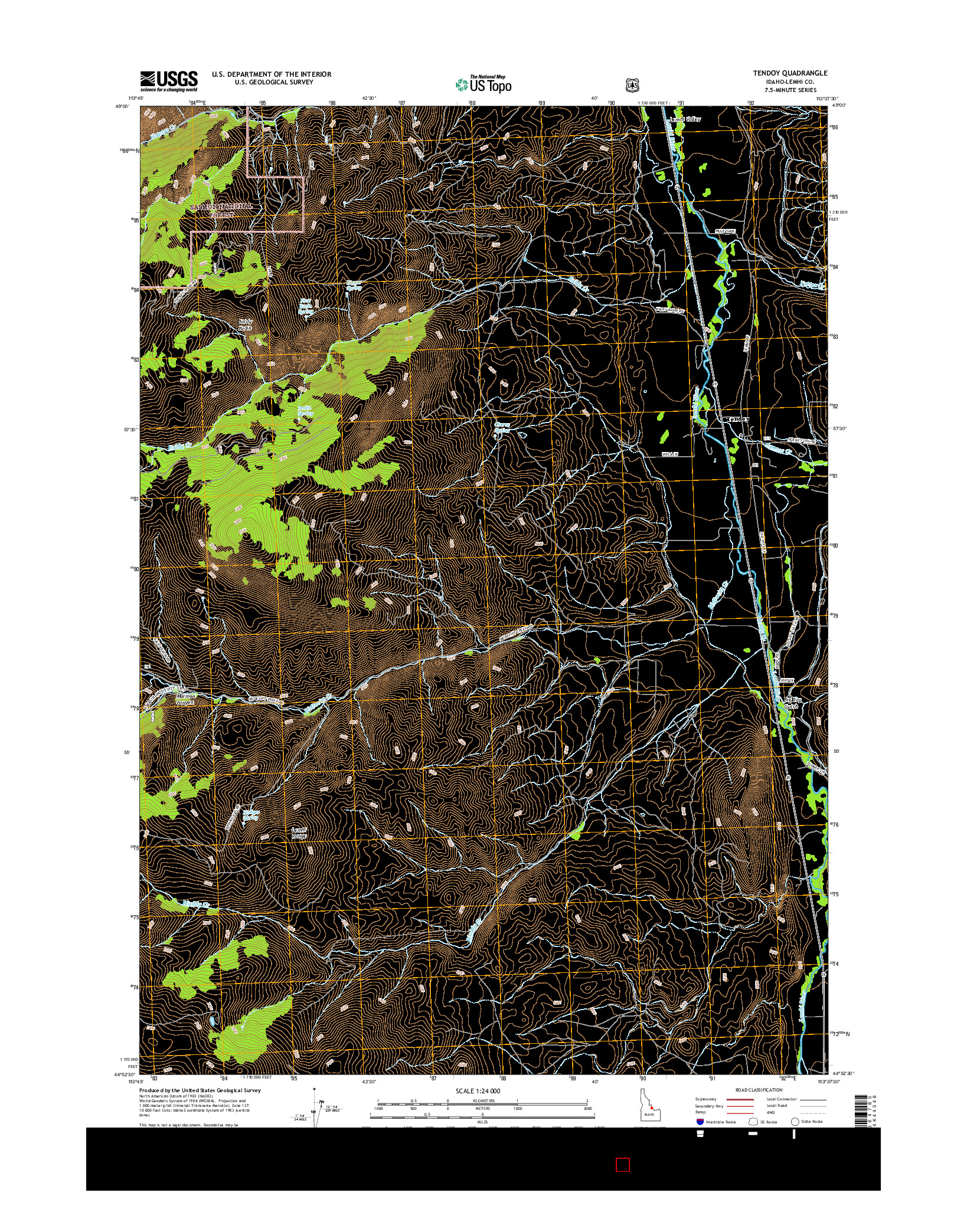 USGS US TOPO 7.5-MINUTE MAP FOR TENDOY, ID 2017