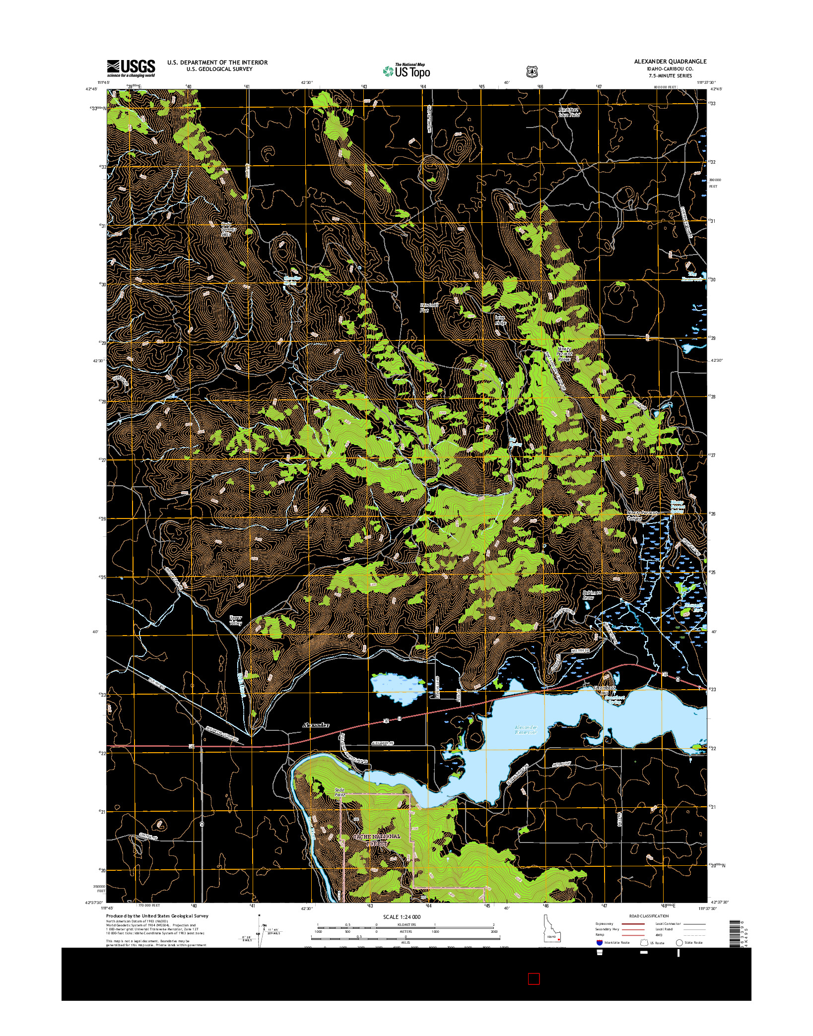 USGS US TOPO 7.5-MINUTE MAP FOR ALEXANDER, ID 2017