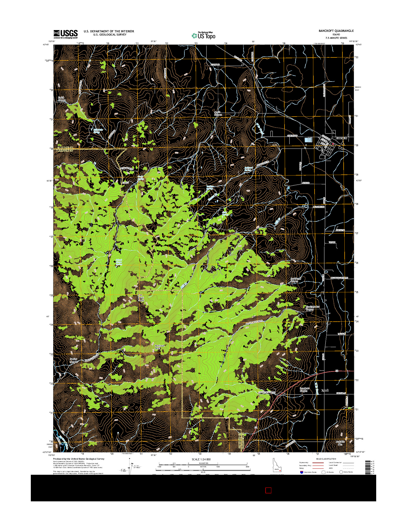 USGS US TOPO 7.5-MINUTE MAP FOR BANCROFT, ID 2017