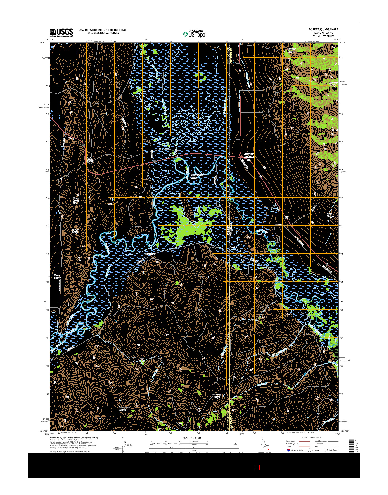 USGS US TOPO 7.5-MINUTE MAP FOR BORDER, ID-WY 2017