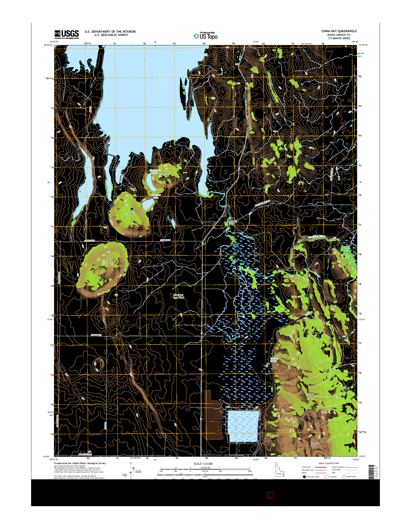 USGS US TOPO 7.5-MINUTE MAP FOR CHINA HAT, ID 2017