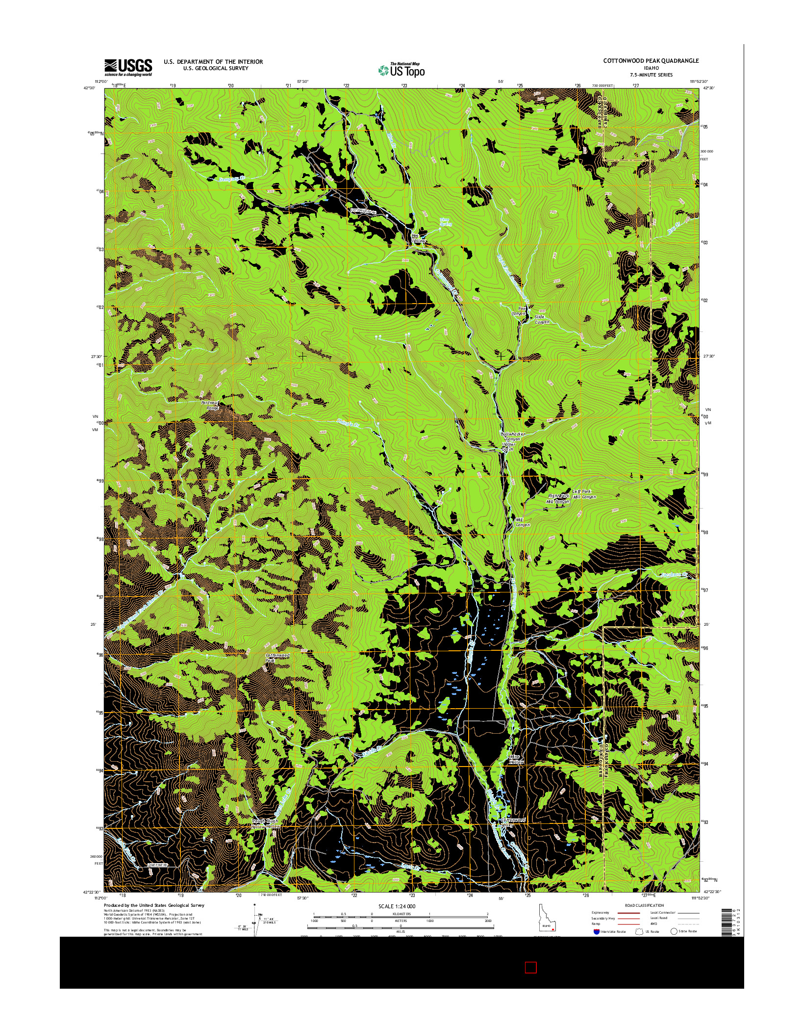 USGS US TOPO 7.5-MINUTE MAP FOR COTTONWOOD PEAK, ID 2017