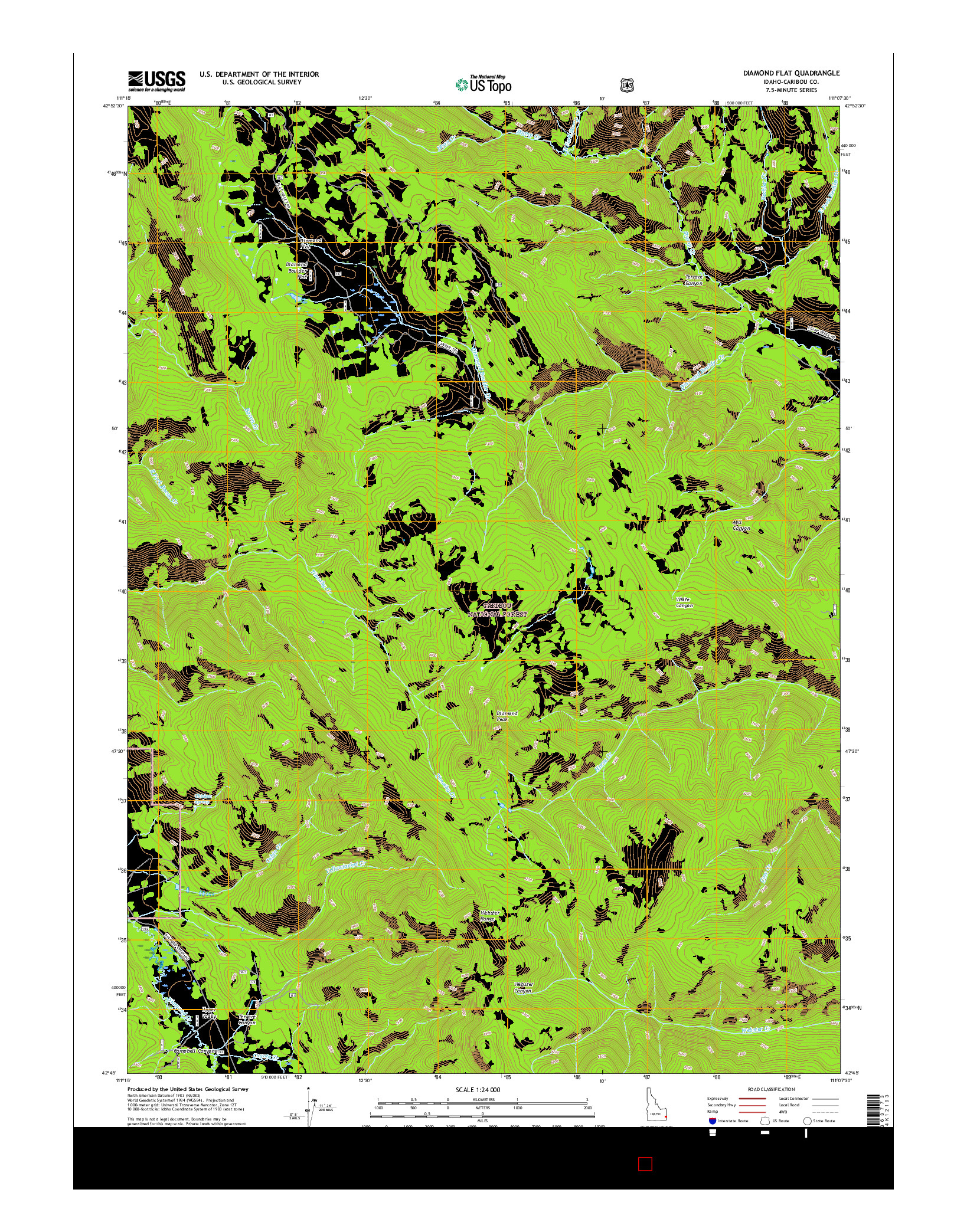 USGS US TOPO 7.5-MINUTE MAP FOR DIAMOND FLAT, ID 2017