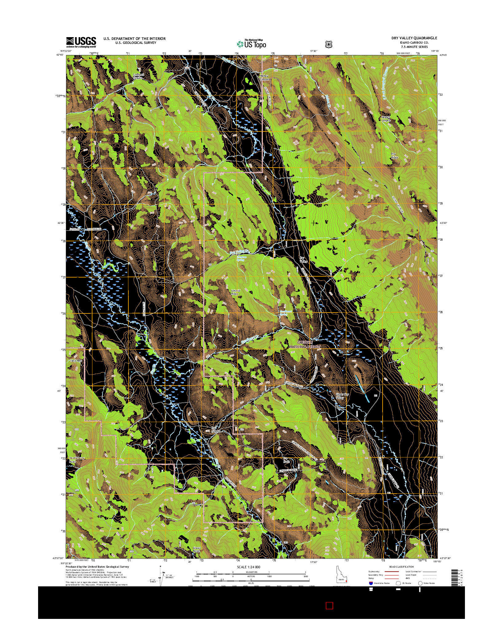 USGS US TOPO 7.5-MINUTE MAP FOR DRY VALLEY, ID 2017