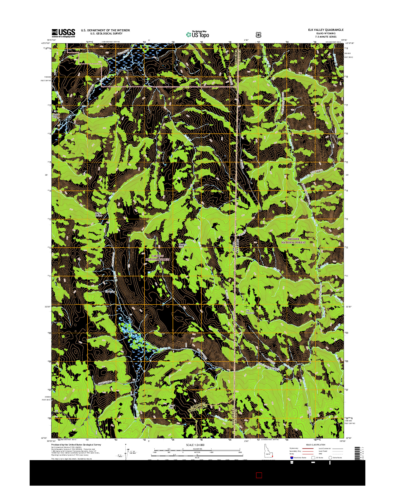 USGS US TOPO 7.5-MINUTE MAP FOR ELK VALLEY, ID-WY 2017