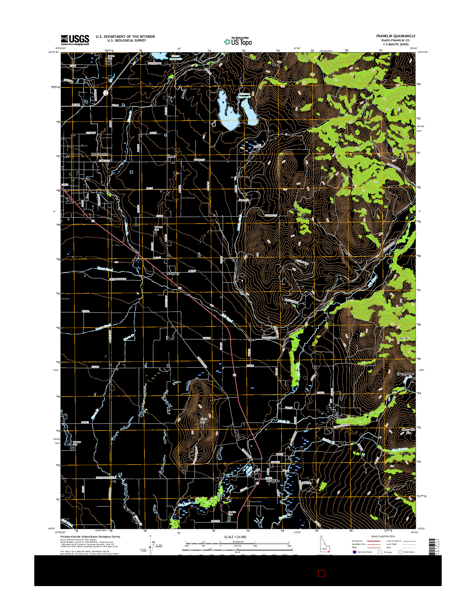 USGS US TOPO 7.5-MINUTE MAP FOR FRANKLIN, ID 2017