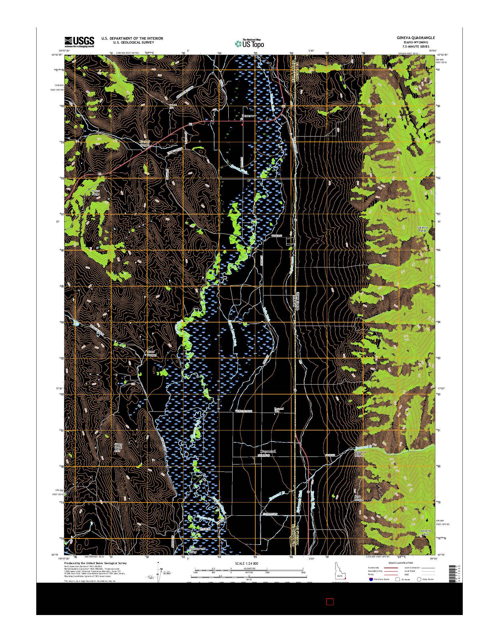 USGS US TOPO 7.5-MINUTE MAP FOR GENEVA, ID-WY 2017