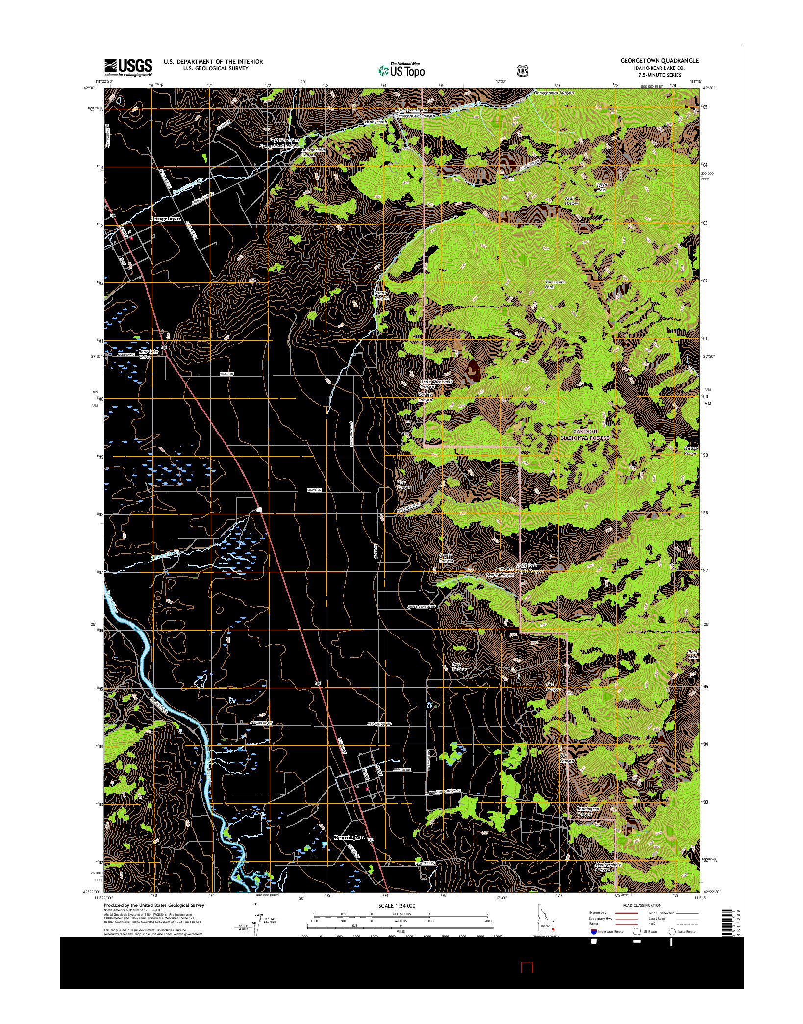 USGS US TOPO 7.5-MINUTE MAP FOR GEORGETOWN, ID 2017