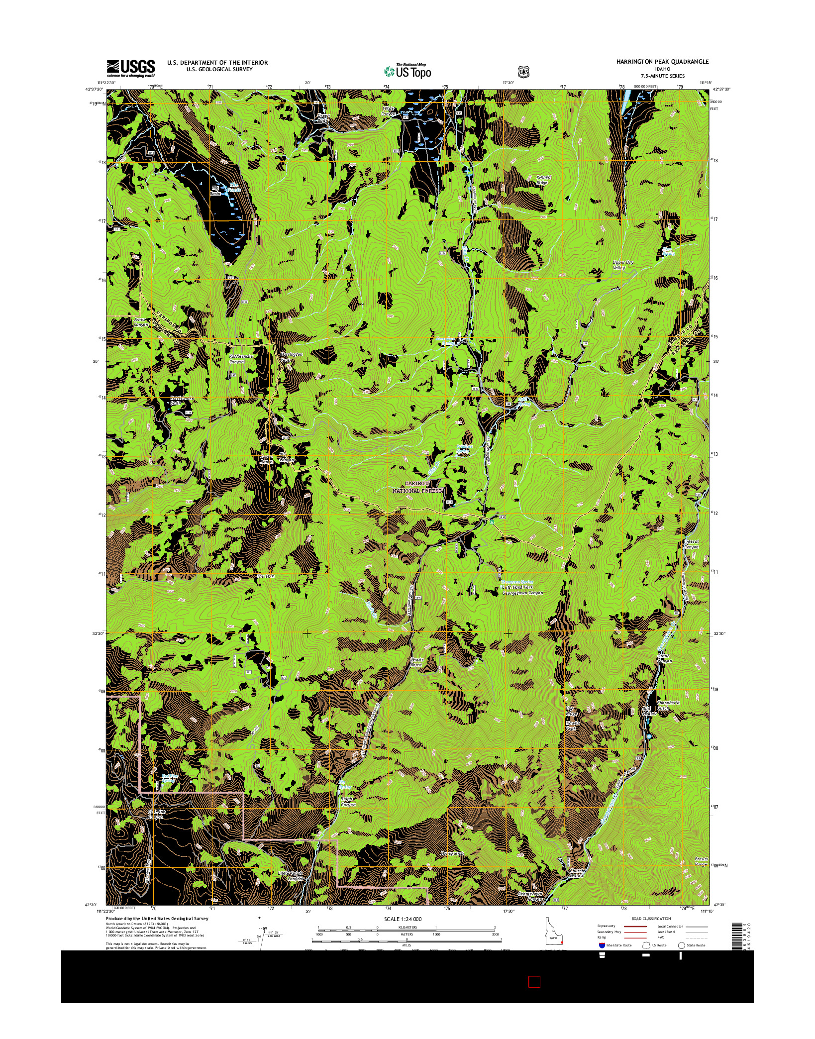 USGS US TOPO 7.5-MINUTE MAP FOR HARRINGTON PEAK, ID 2017