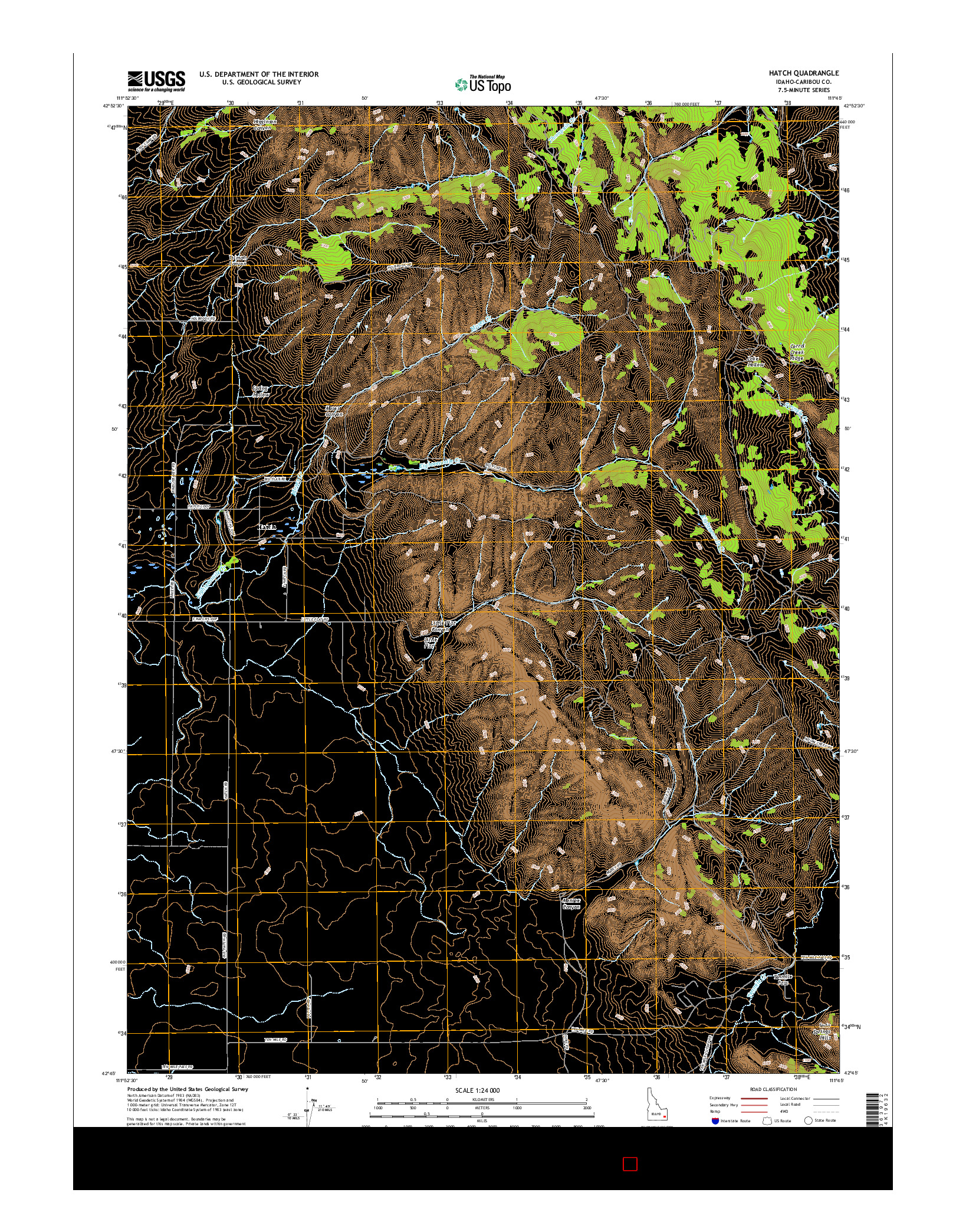 USGS US TOPO 7.5-MINUTE MAP FOR HATCH, ID 2017