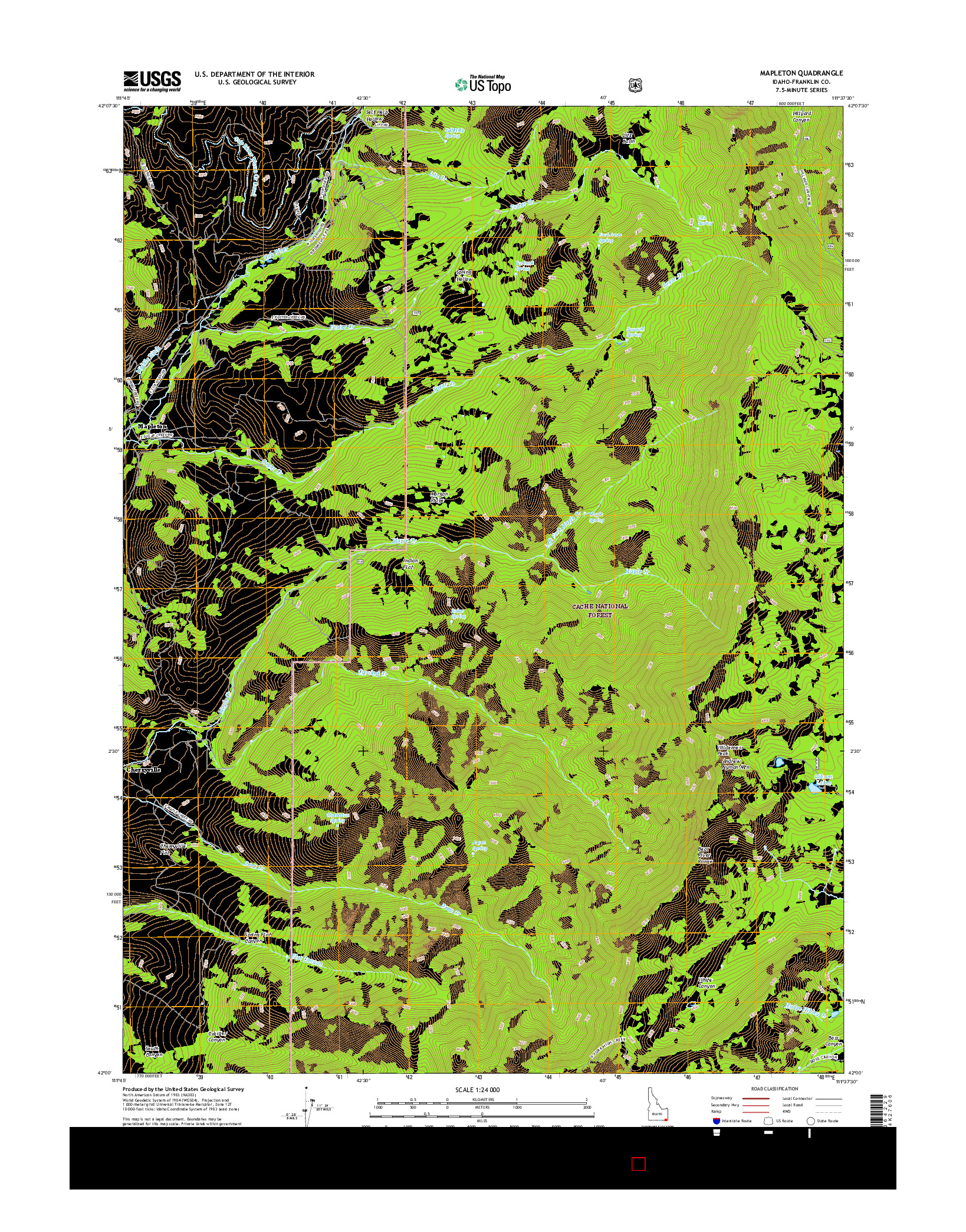 USGS US TOPO 7.5-MINUTE MAP FOR MAPLETON, ID 2017