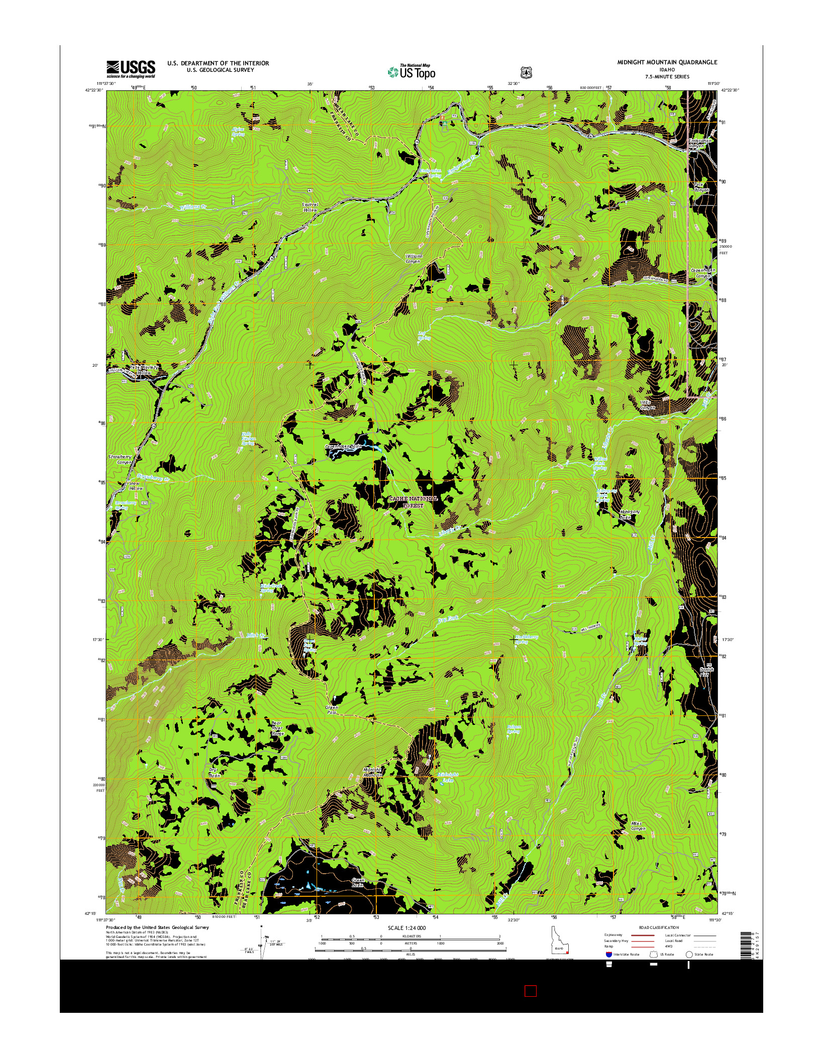 USGS US TOPO 7.5-MINUTE MAP FOR MIDNIGHT MOUNTAIN, ID 2017