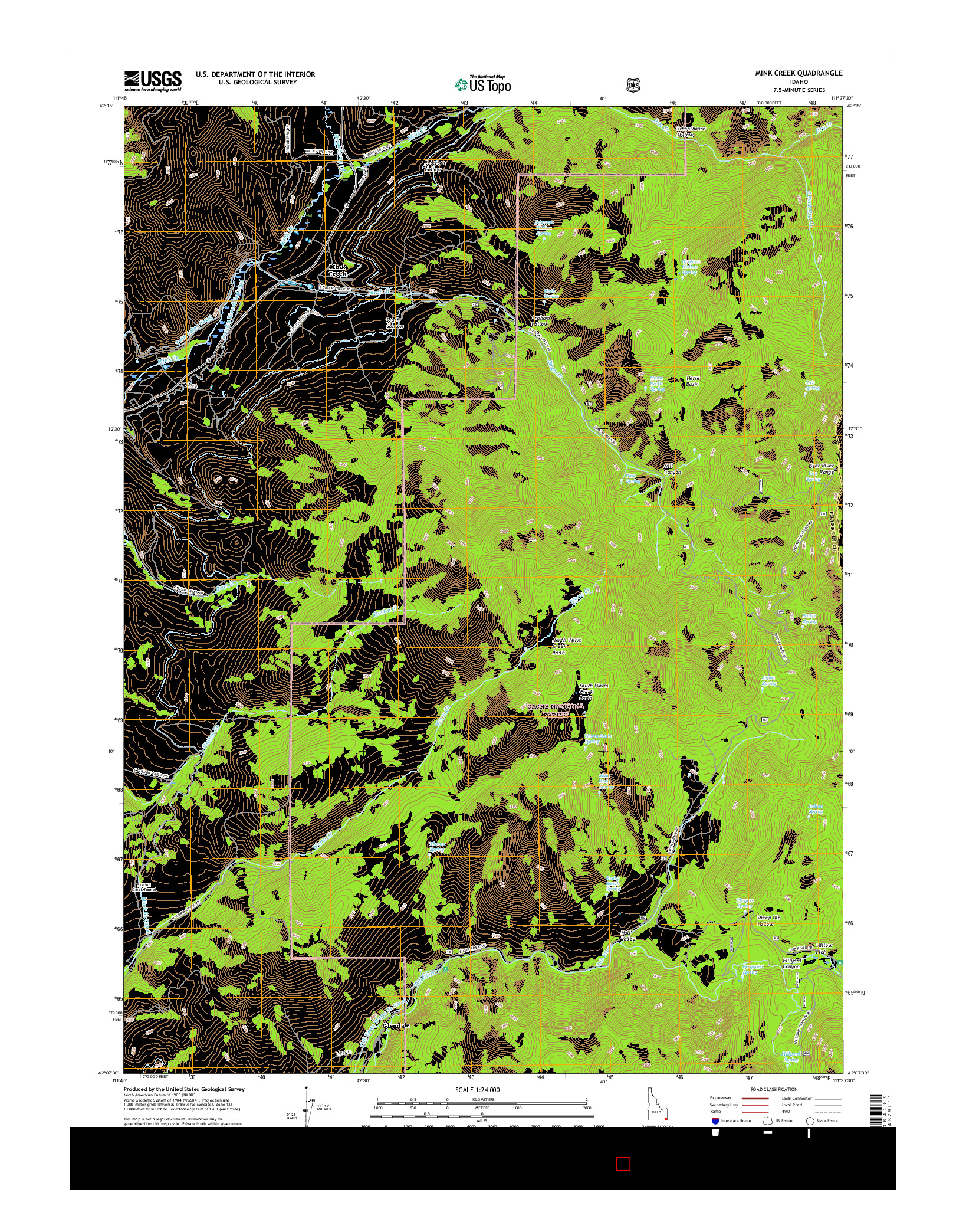 USGS US TOPO 7.5-MINUTE MAP FOR MINK CREEK, ID 2017