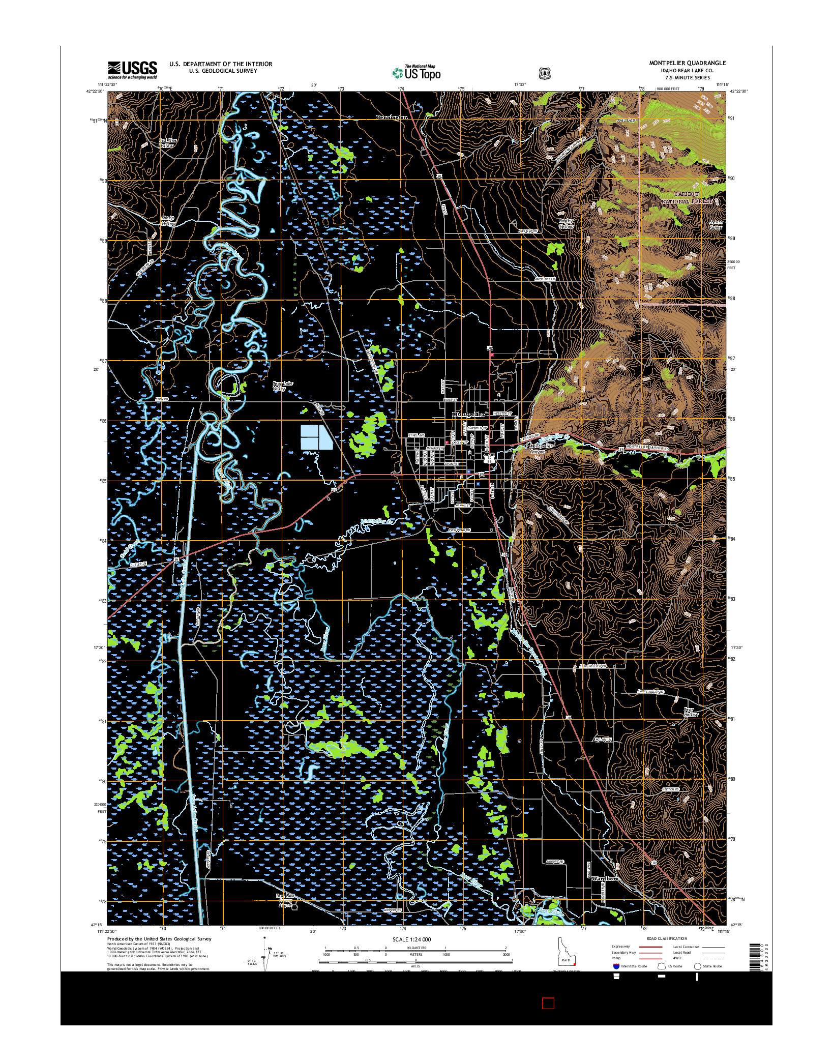 USGS US TOPO 7.5-MINUTE MAP FOR MONTPELIER, ID 2017