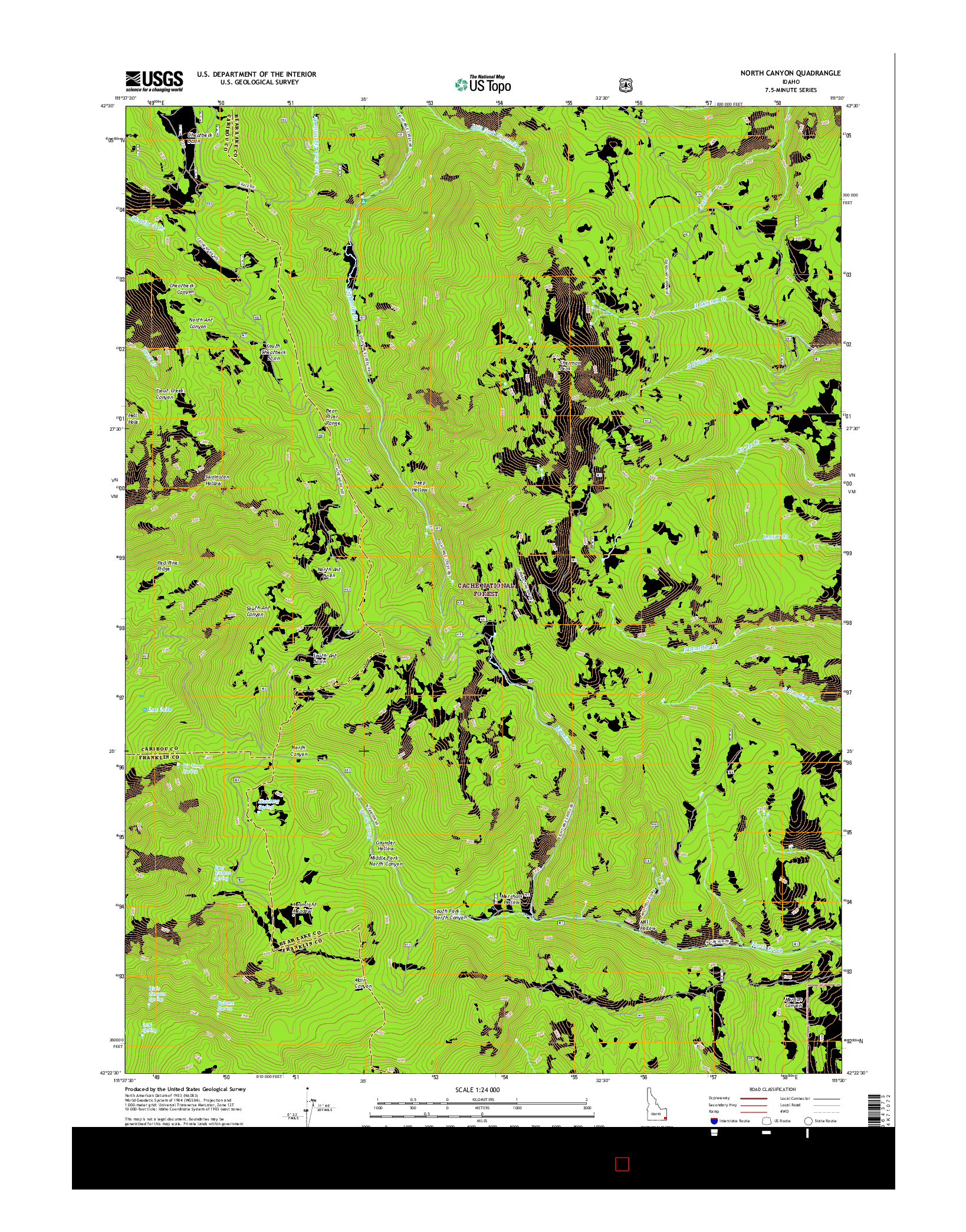 USGS US TOPO 7.5-MINUTE MAP FOR NORTH CANYON, ID 2017