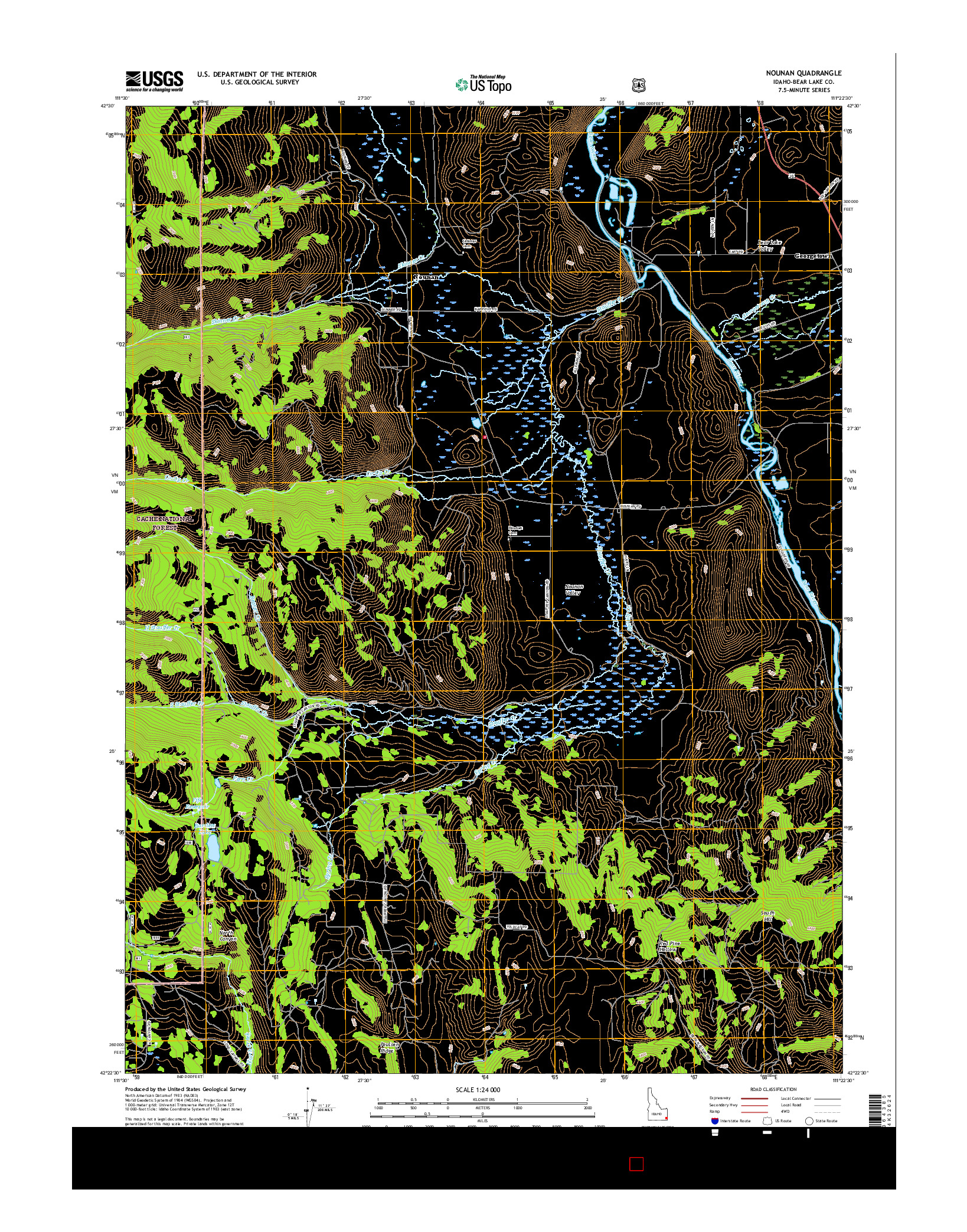 USGS US TOPO 7.5-MINUTE MAP FOR NOUNAN, ID 2017