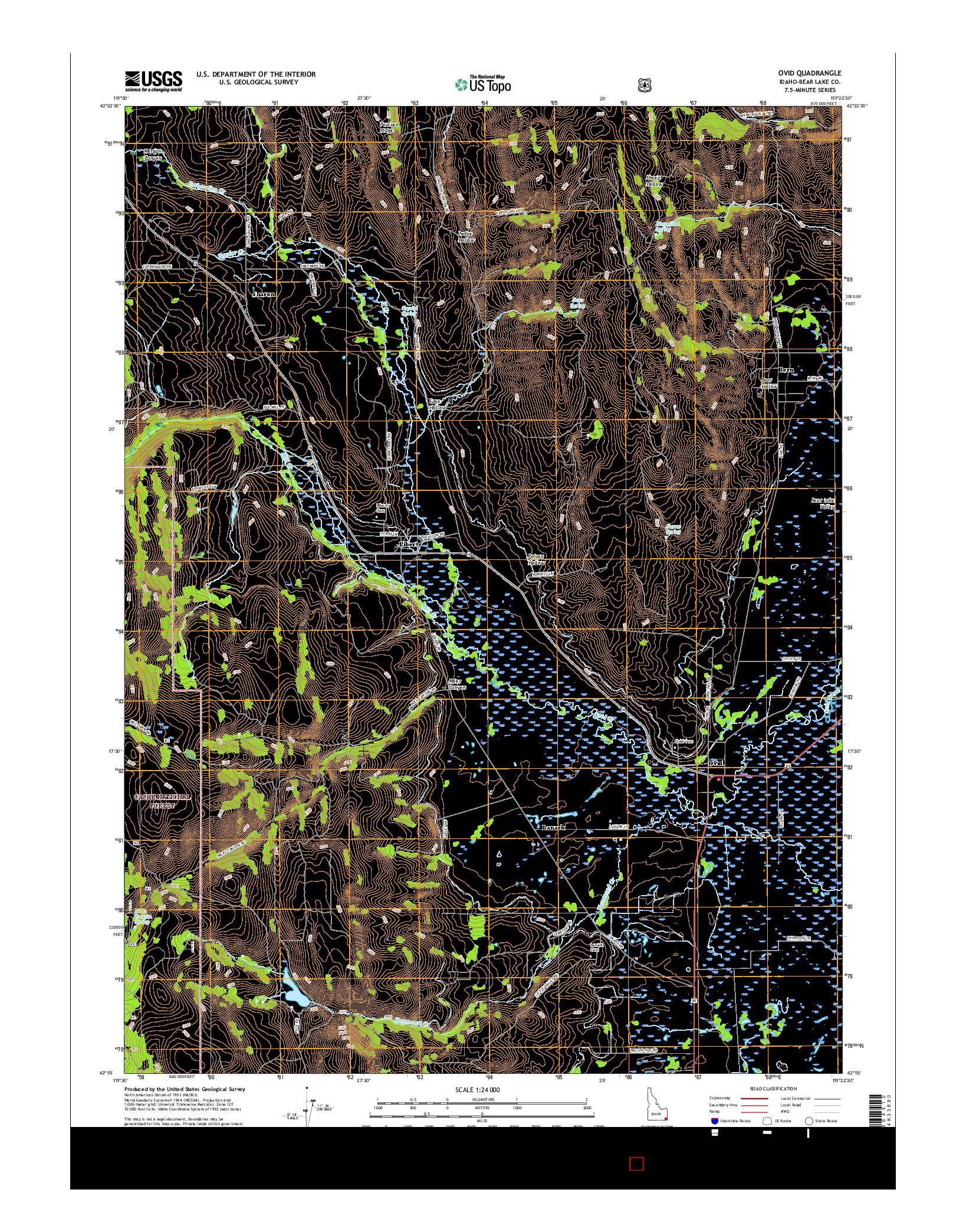 USGS US TOPO 7.5-MINUTE MAP FOR OVID, ID 2017