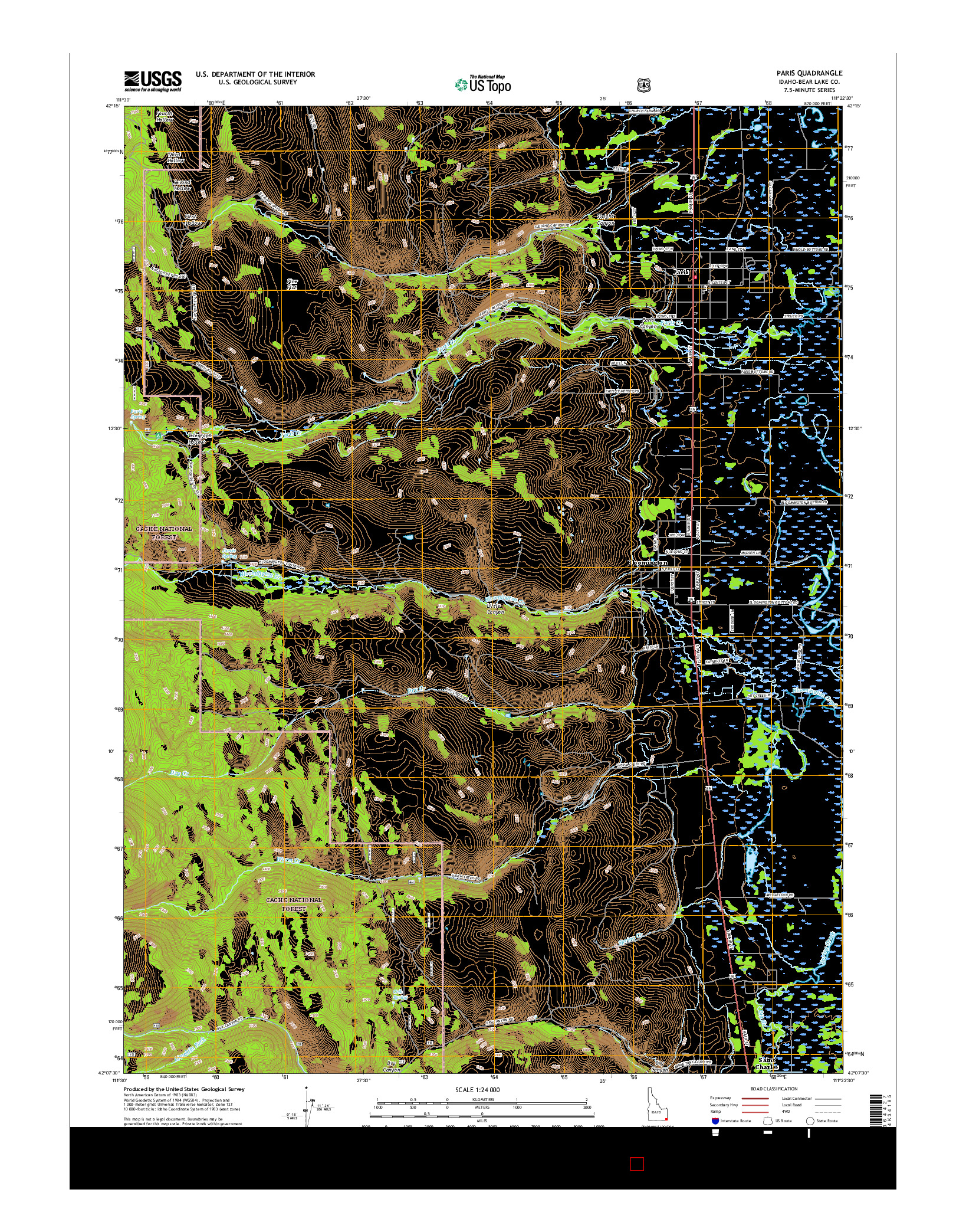 USGS US TOPO 7.5-MINUTE MAP FOR PARIS, ID 2017