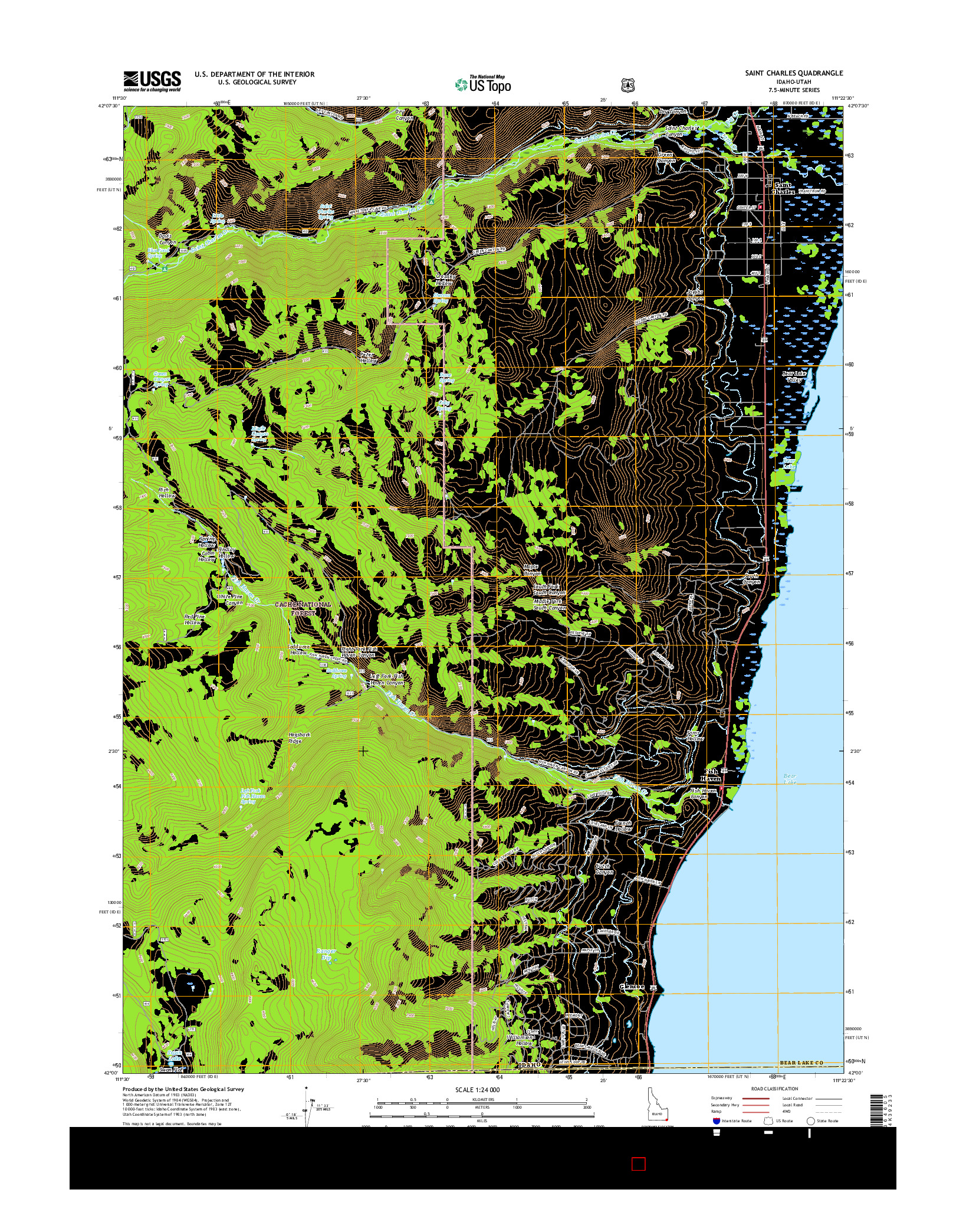 USGS US TOPO 7.5-MINUTE MAP FOR SAINT CHARLES, ID-UT 2017